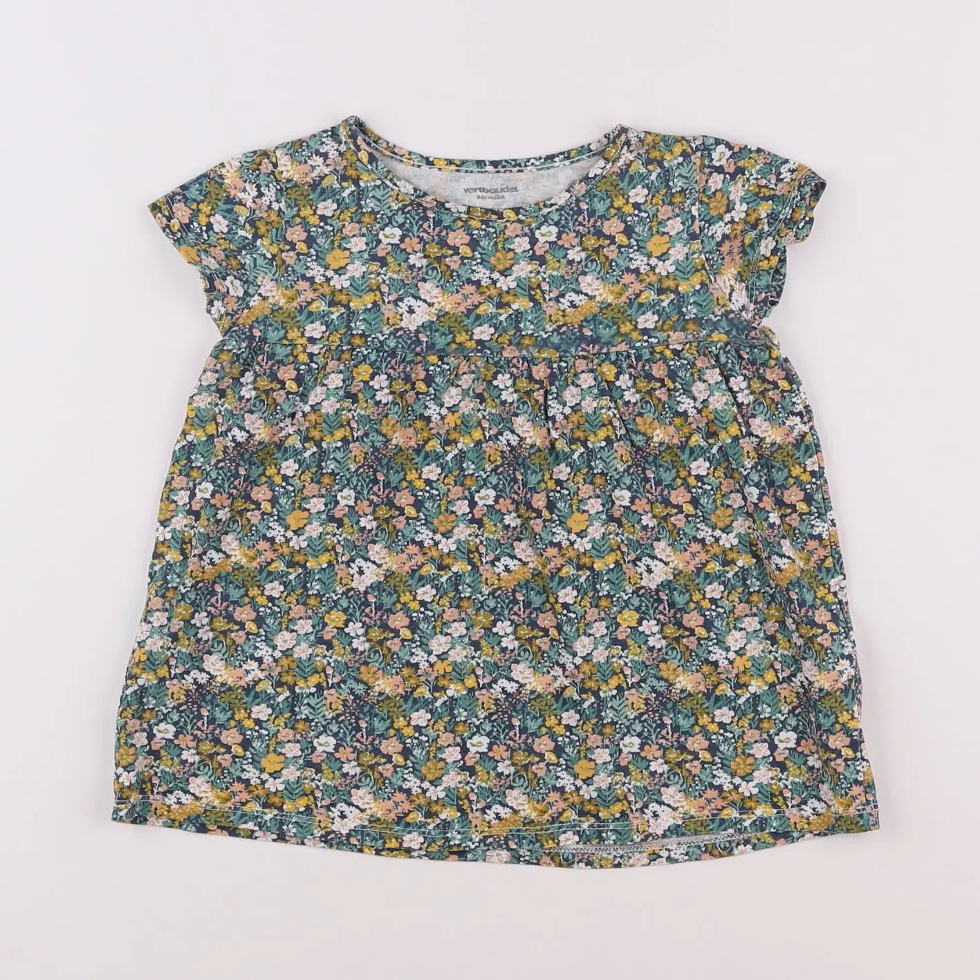 Vertbaudet - robe vert, jaune - 2 ans