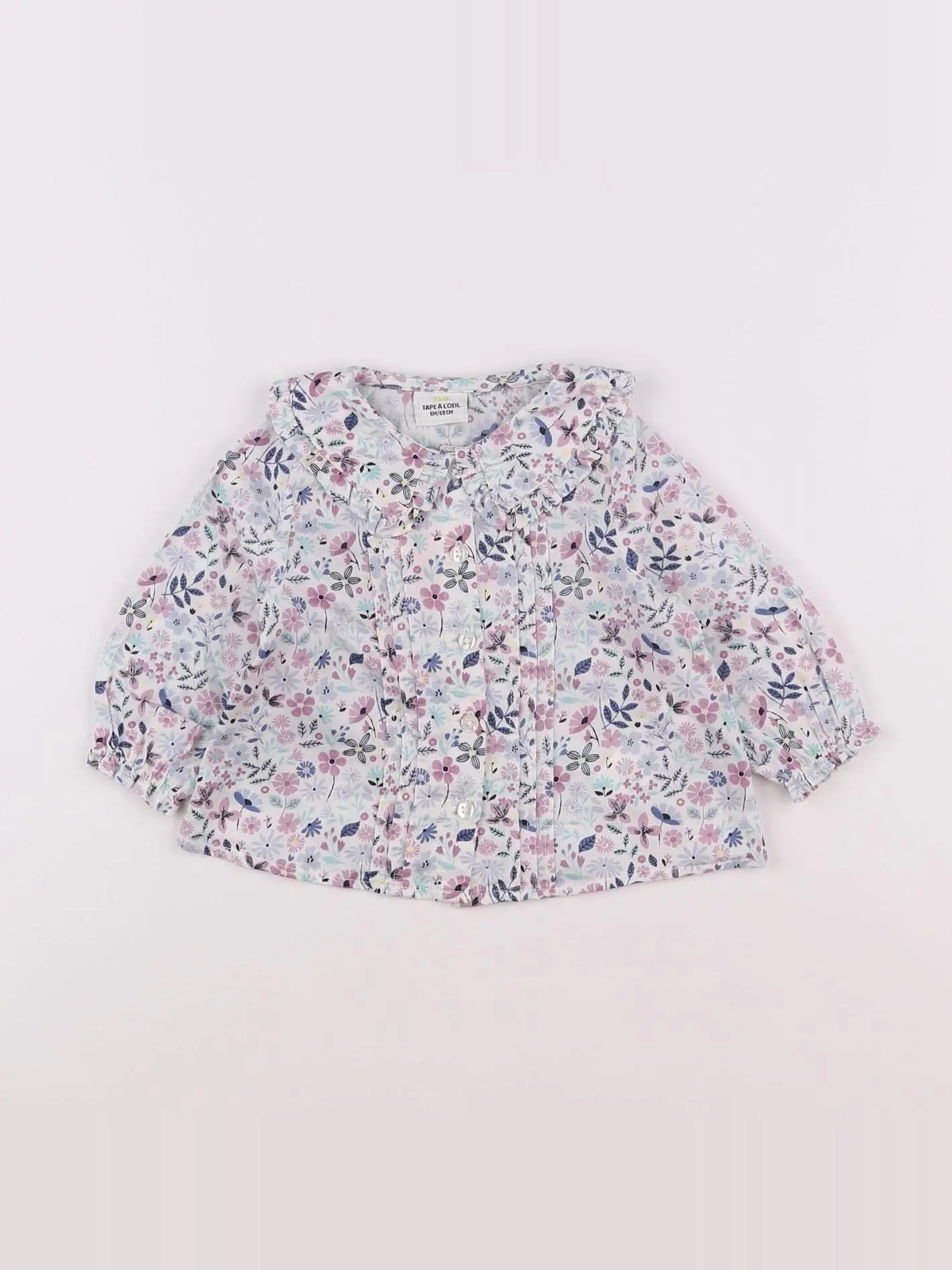 Tape à l'oeil - blouse blanc, violet - 6 mois