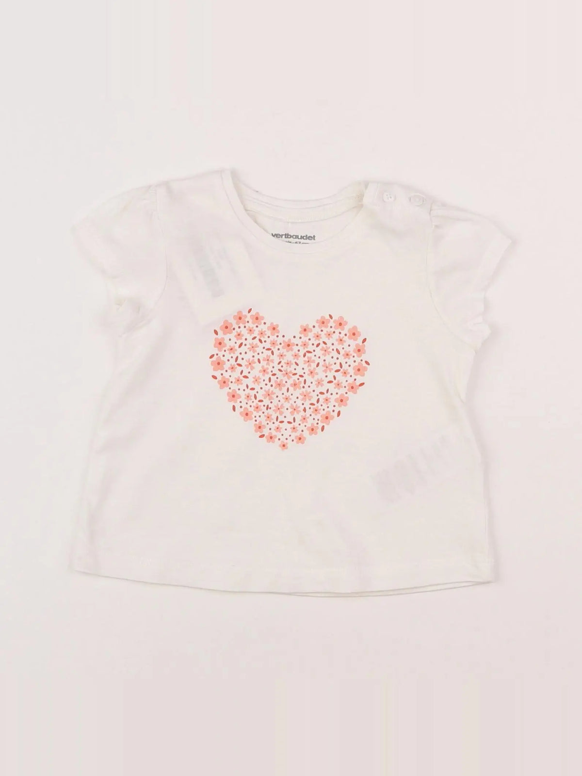 Vertbaudet - tee-shirt blanc - 6 mois