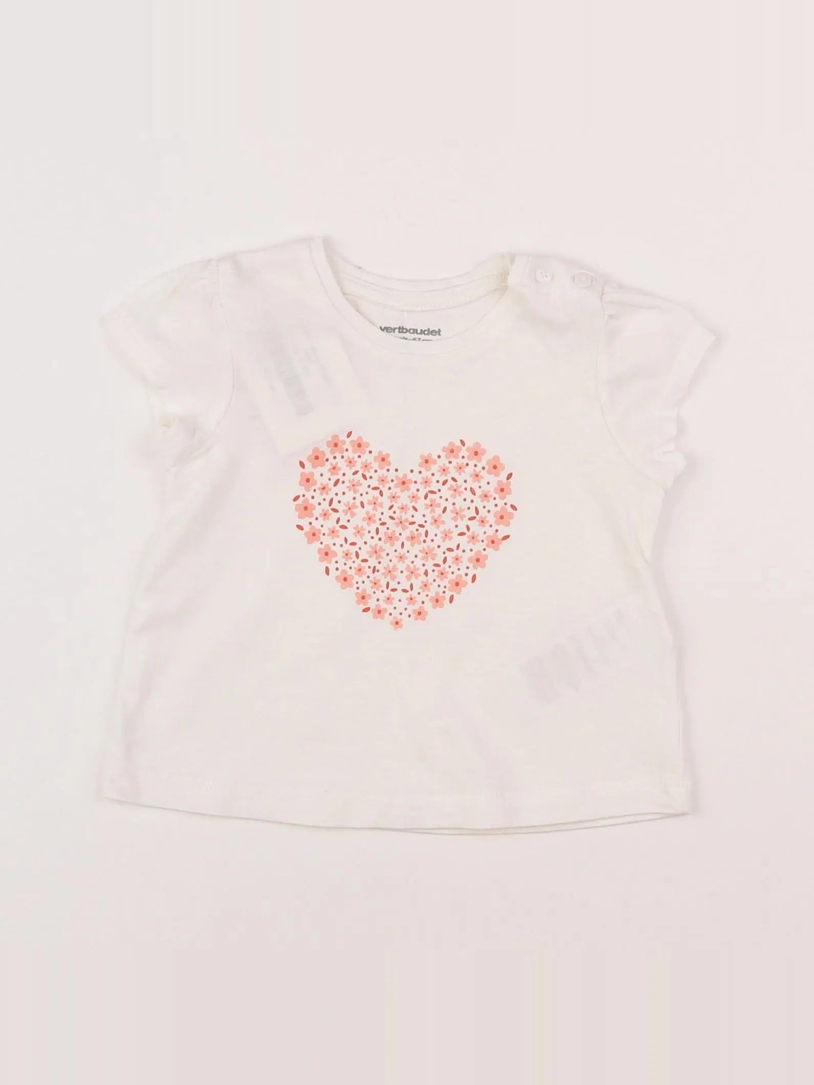 Vertbaudet - tee-shirt blanc - 6 mois