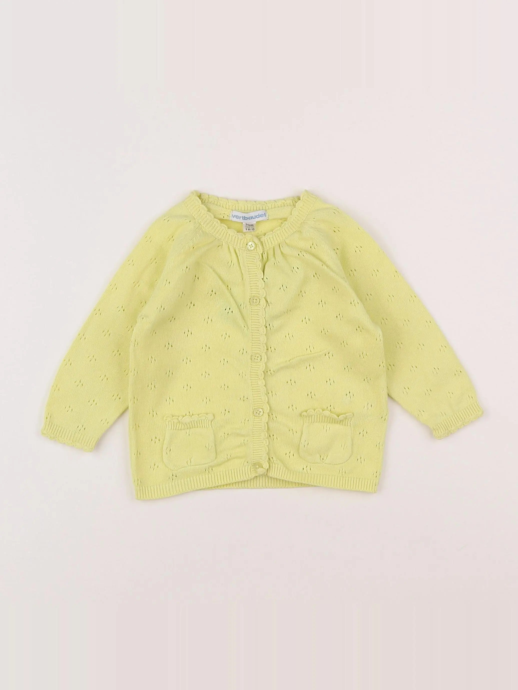 Vertbaudet - gilet jaune - 9 mois