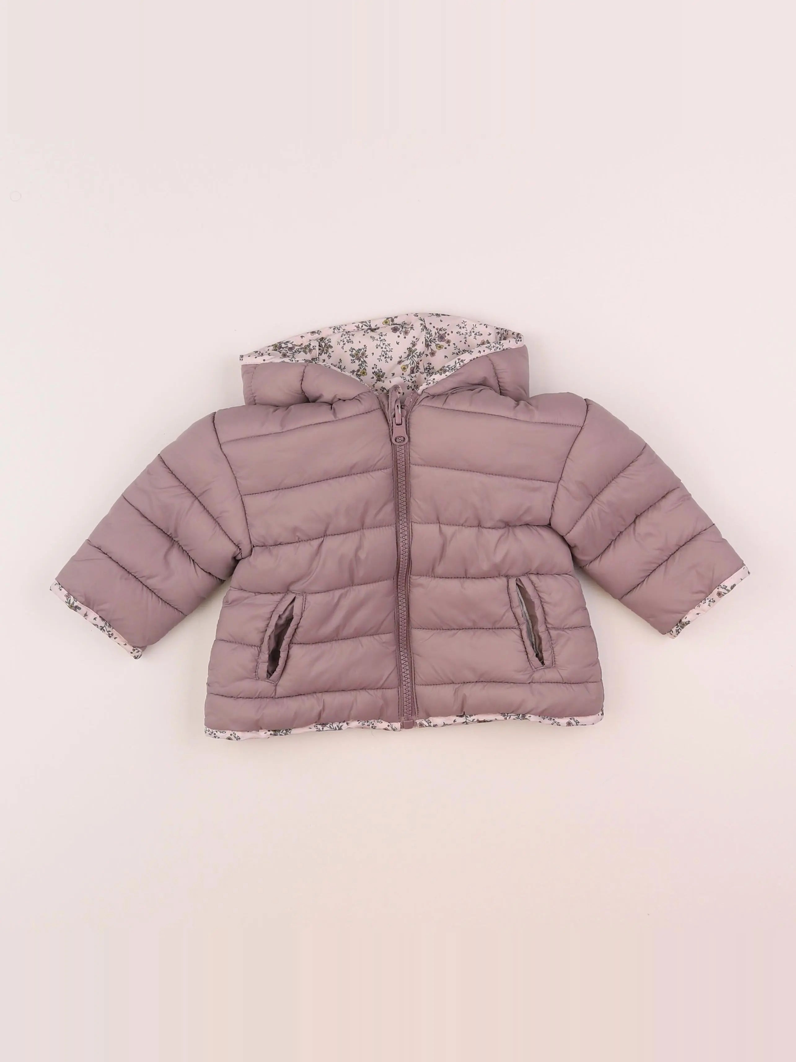 Vertbaudet - doudoune rose, violet - 12 mois