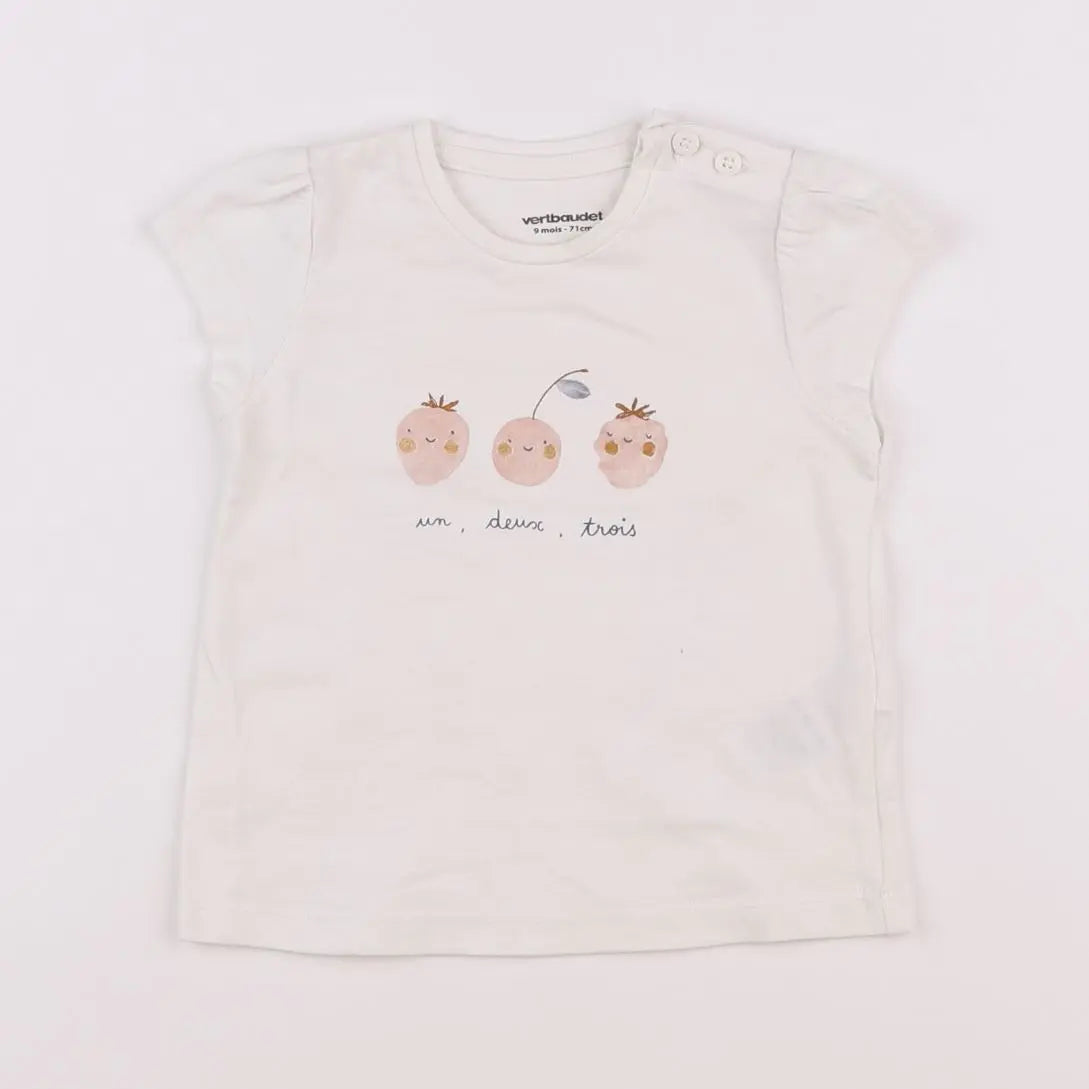 Vertbaudet - tee-shirt beige - 9 mois