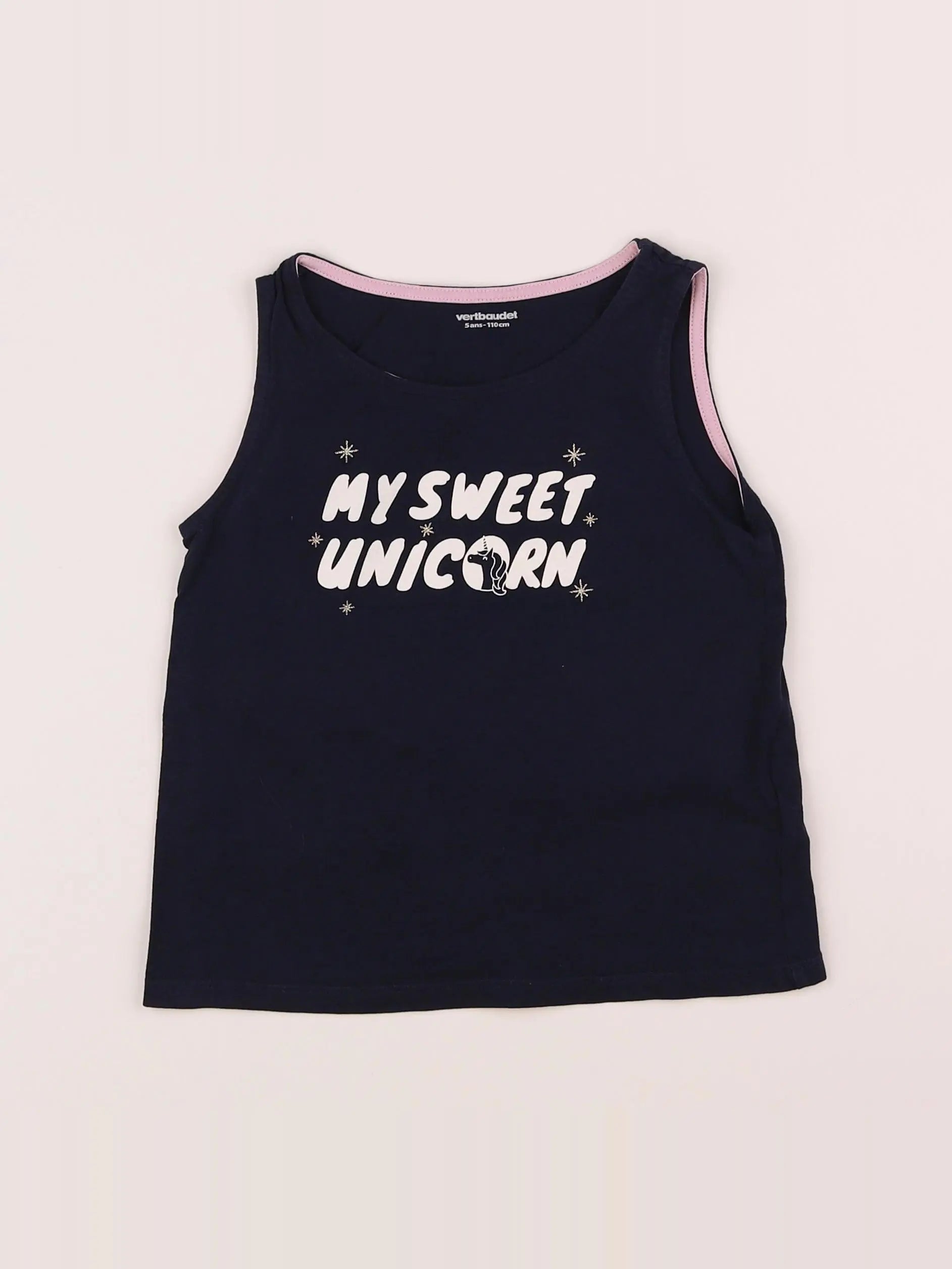 Vertbaudet - débardeur bleu, blanc - 5 ans