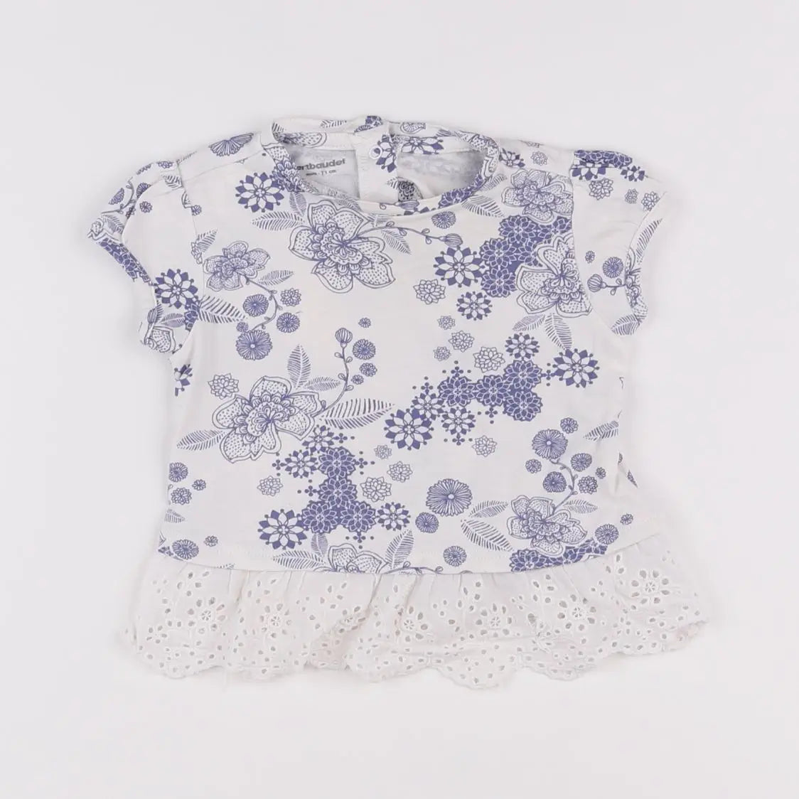 Vertbaudet - tee-shirt blanc, bleu - 9 mois