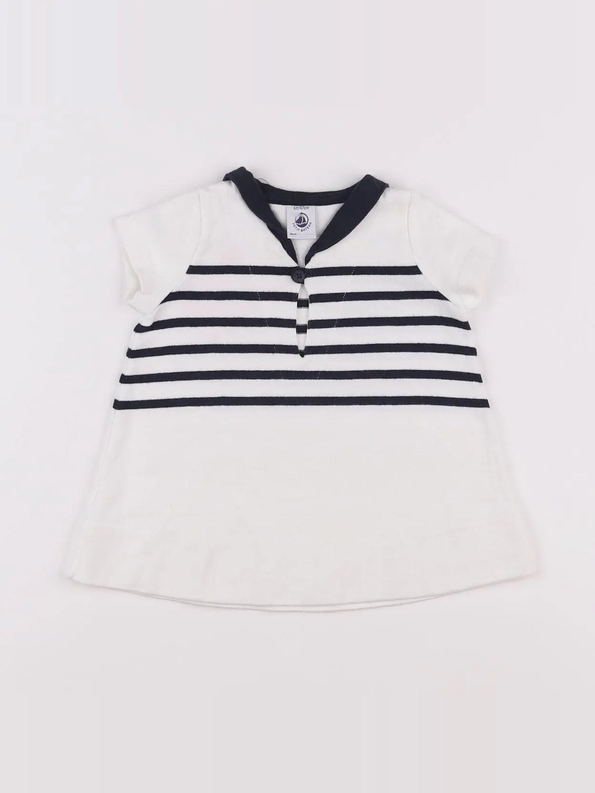 Petit Bateau - robe blanc, bleu - 6 mois