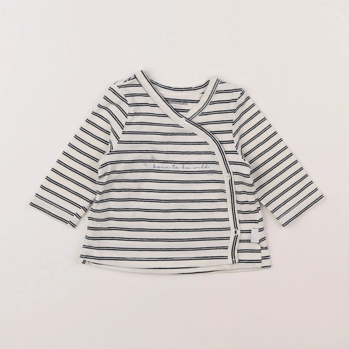 Vertbaudet - tee-shirt blanc, bleu - 3 mois