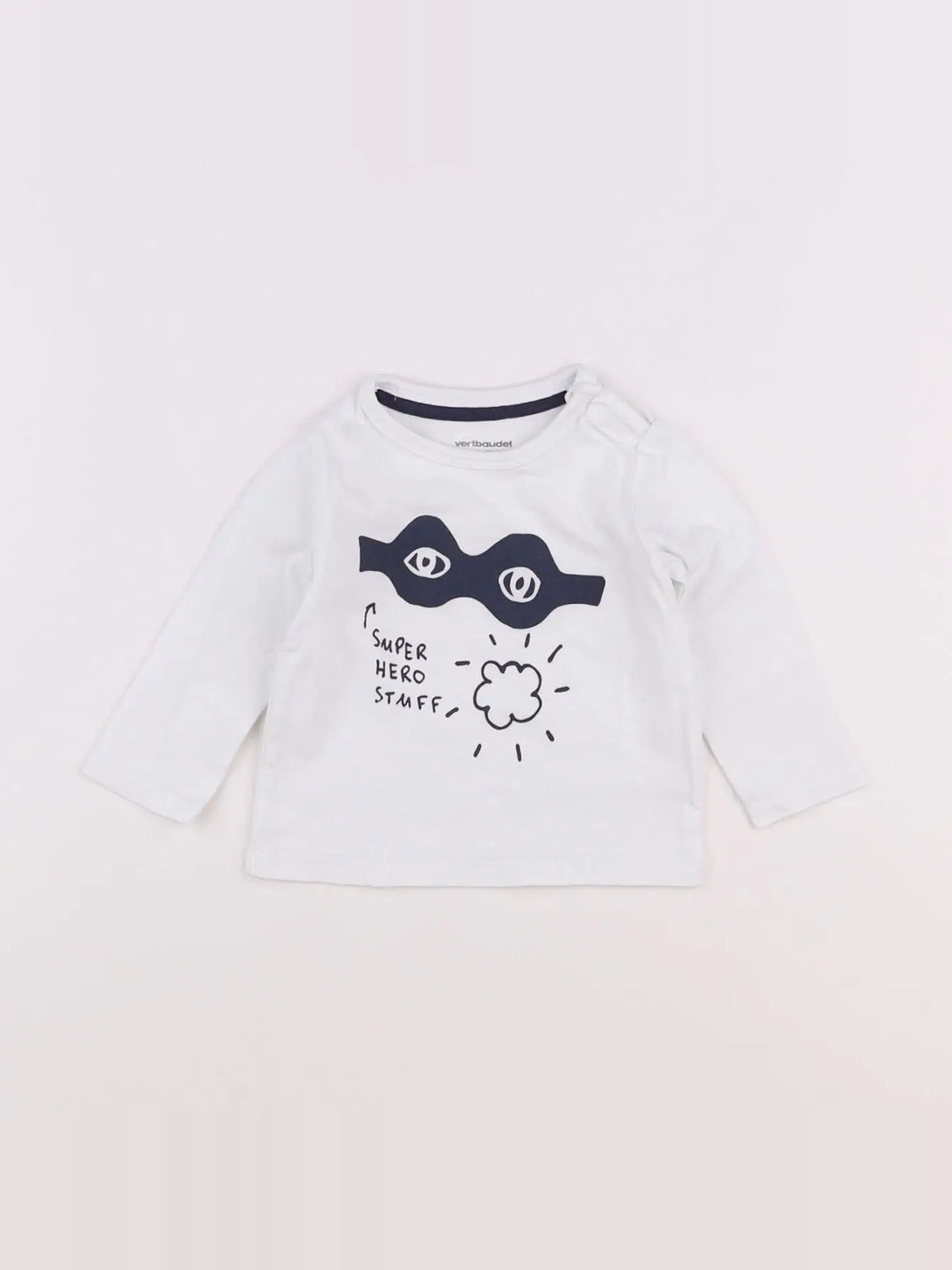 Vertbaudet - tee-shirt blanc, bleu - 6 mois