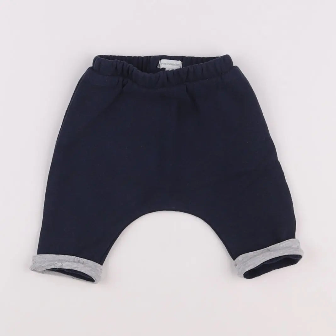 Vertbaudet - sarouel bleu, gris - 3 mois