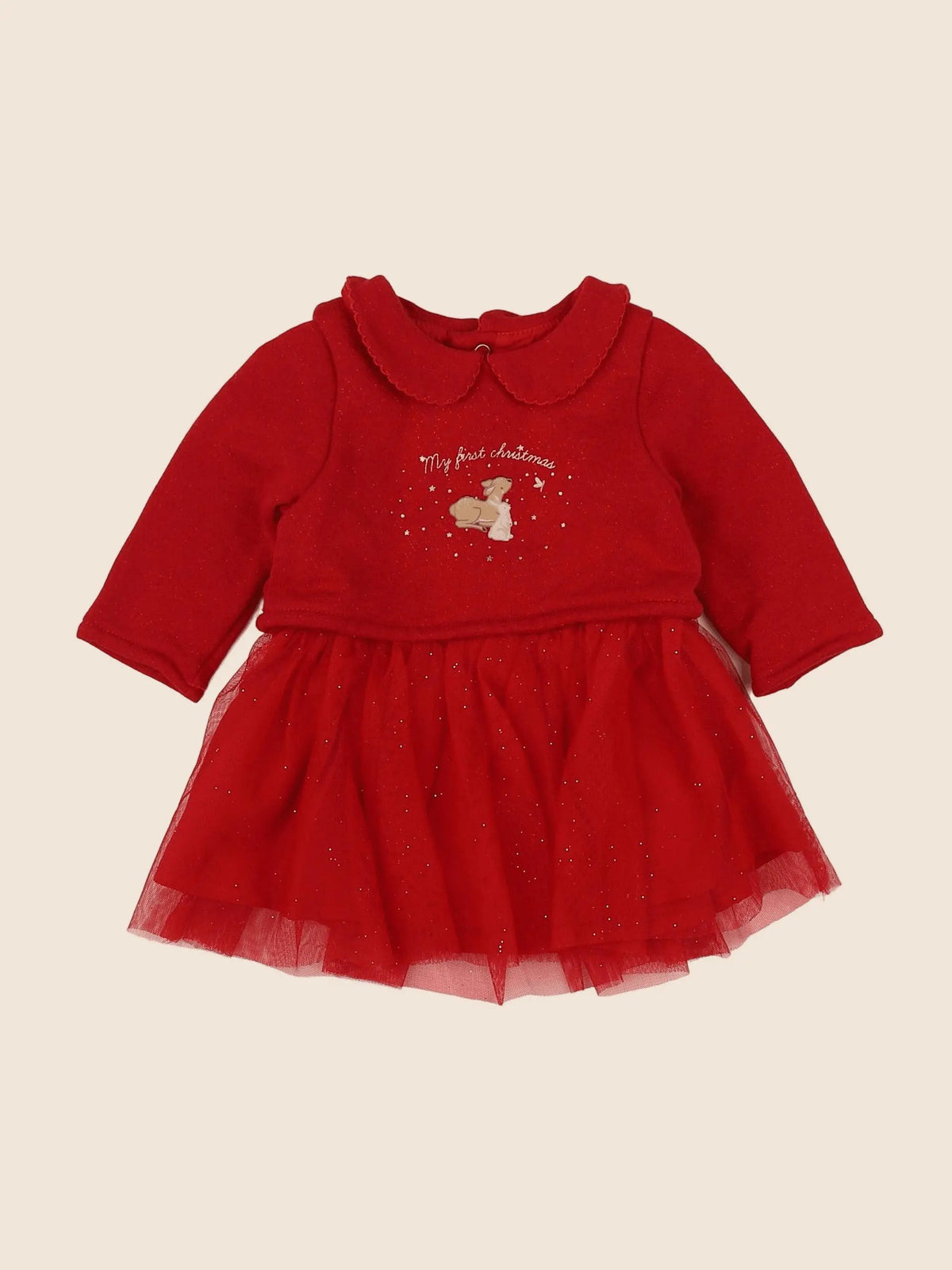 Vertbaudet - robe rouge, or - 3 mois
