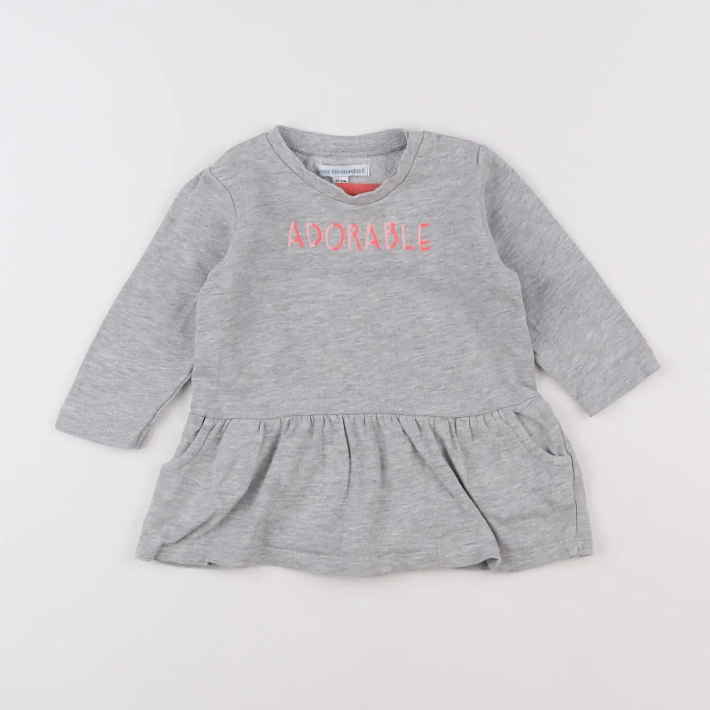 Vertbaudet - robe gris - 9 mois