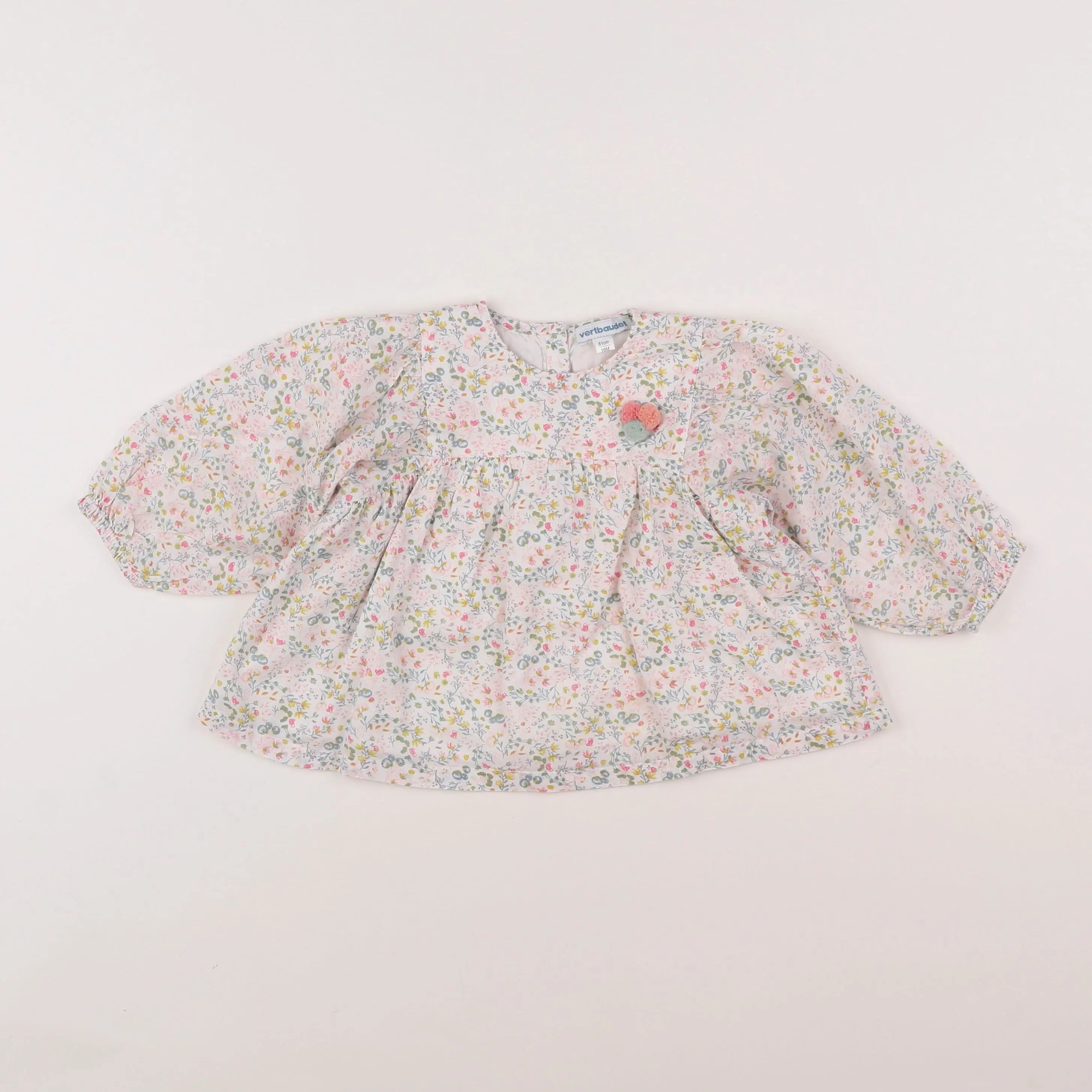 Vertbaudet - blouse blanc, rose - 18 mois