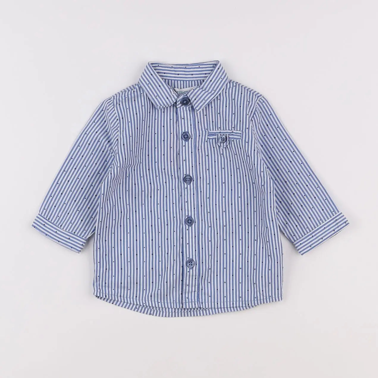 Vertbaudet - chemise bleu, blanc - 3 mois
