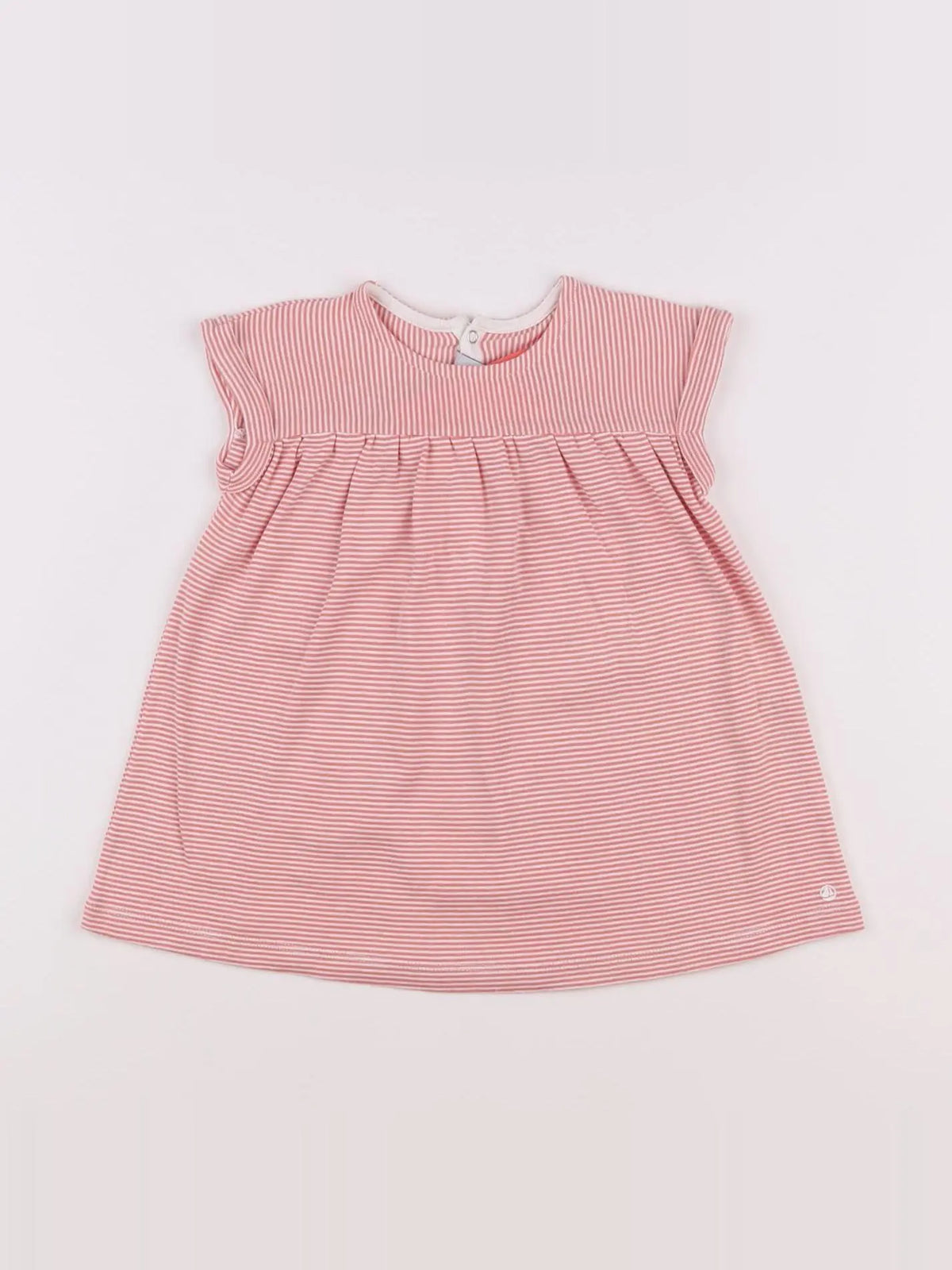 Petit Bateau - robe blanc, rose - 12 mois