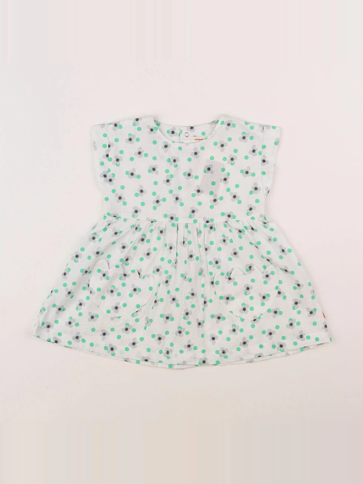 Catimini - robe blanc, vert - 12 mois