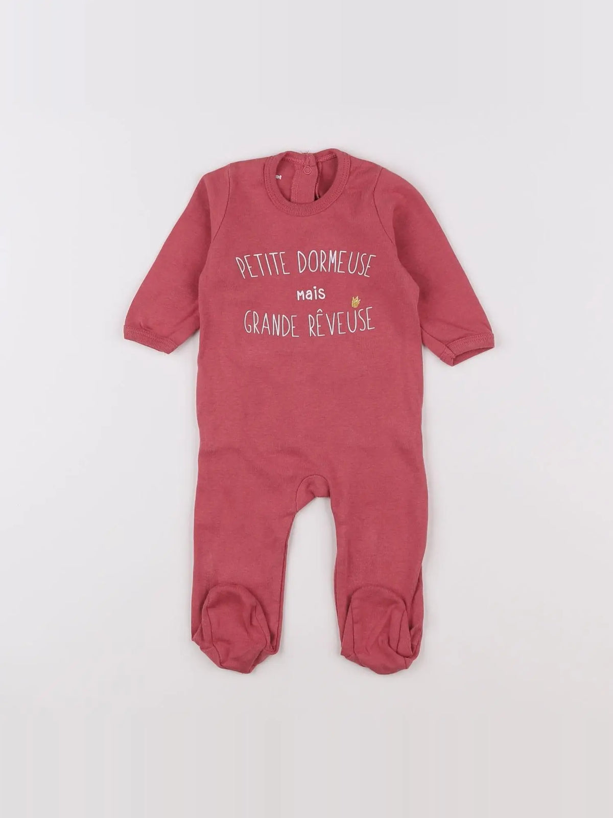 Vertbaudet - pyjama coton blanc, rose - 3 mois