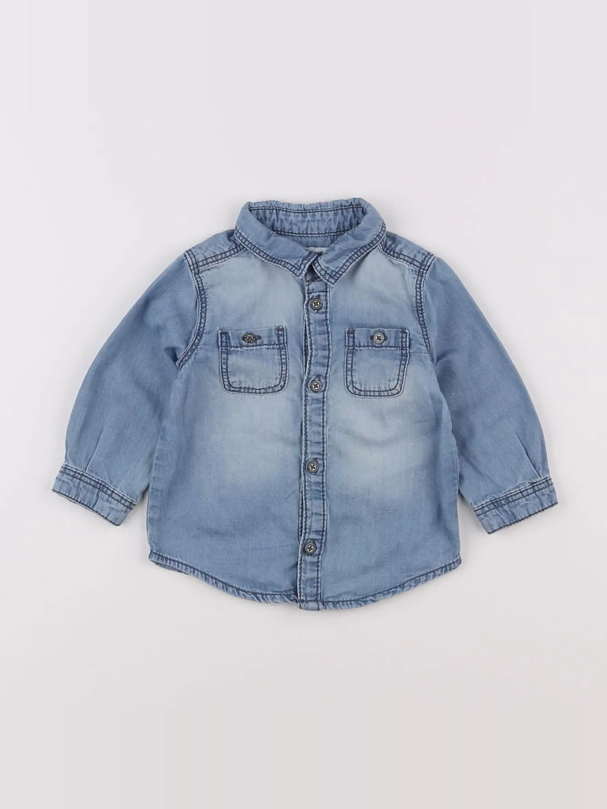 Vertbaudet - chemise bleu - 9 mois