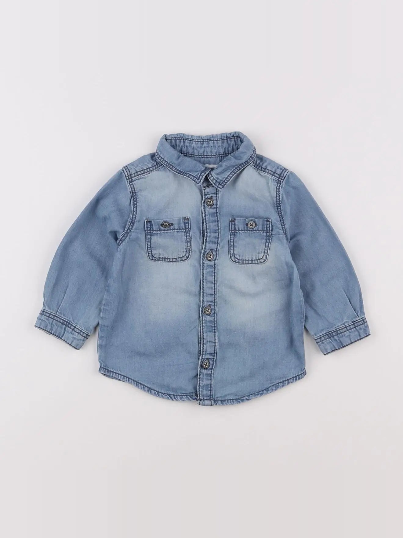 Vertbaudet - chemise bleu - 9 mois