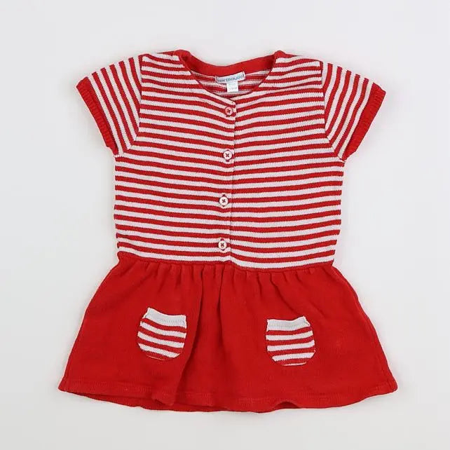 Vertbaudet - robe blanc, rouge - 18 mois