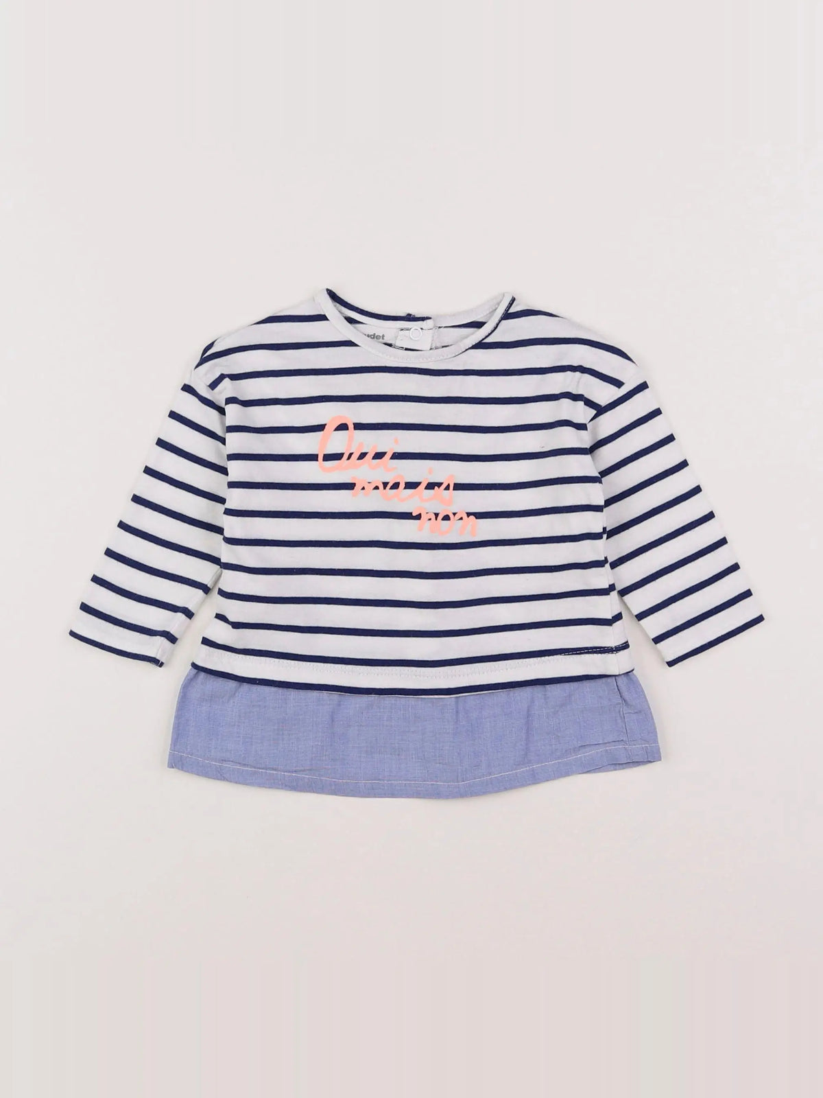 Vertbaudet - tee-shirt blanc, bleu - 9 mois