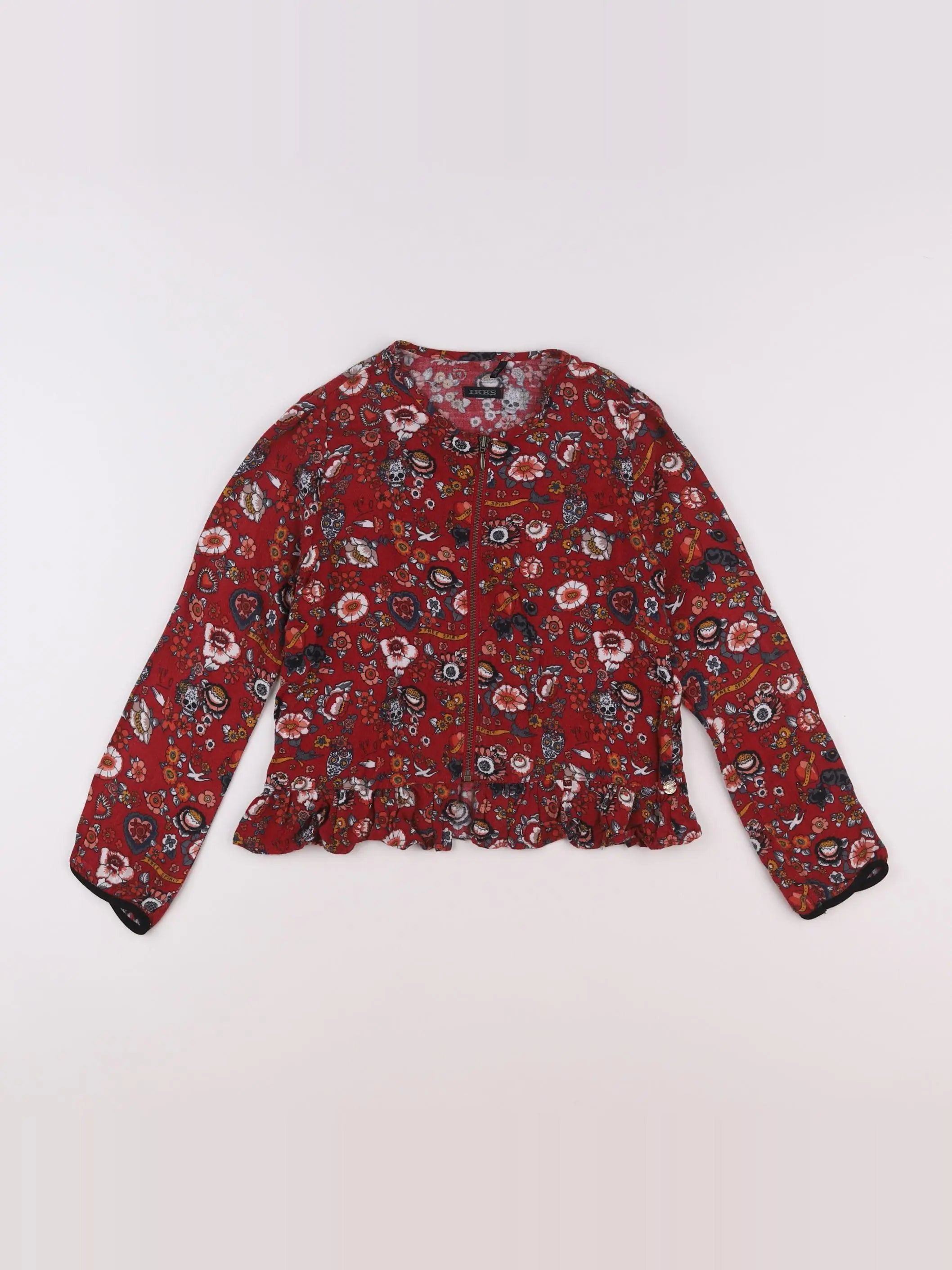 IKKS - blouse rouge, blanc - 8 ans
