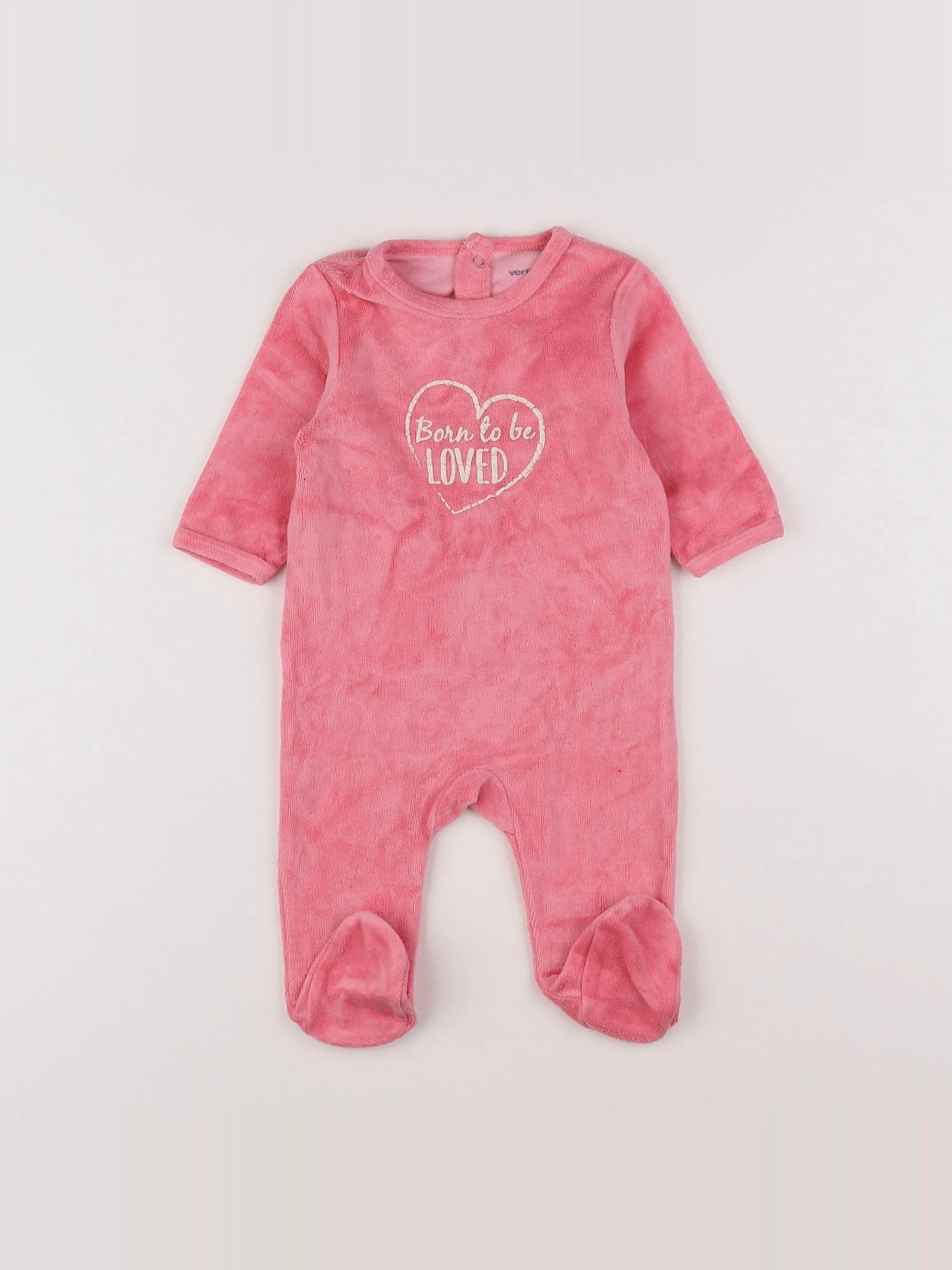 Vertbaudet - pyjama velours rose - 3 mois
