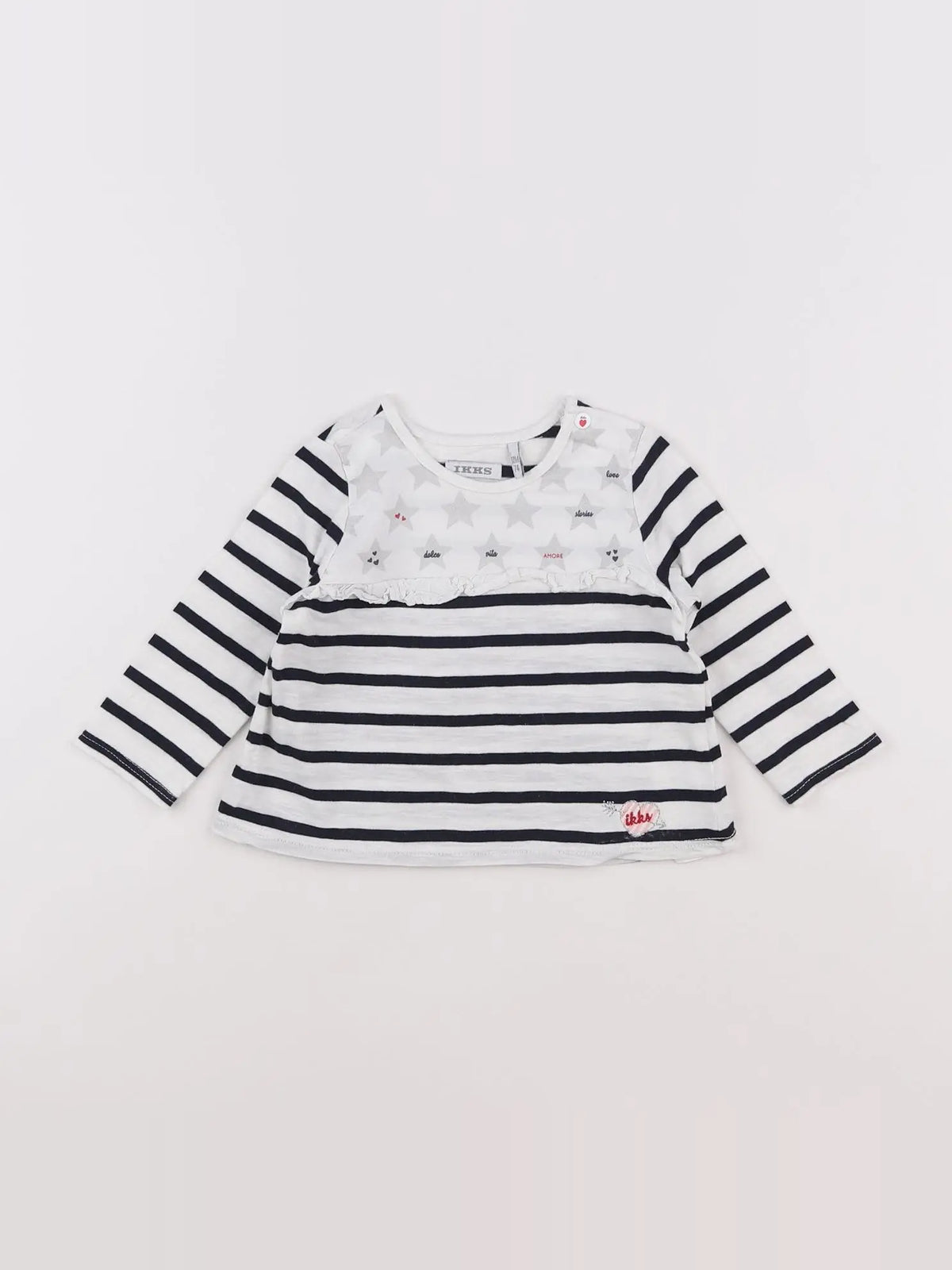 IKKS - tee-shirt bleu, blanc - 12 mois