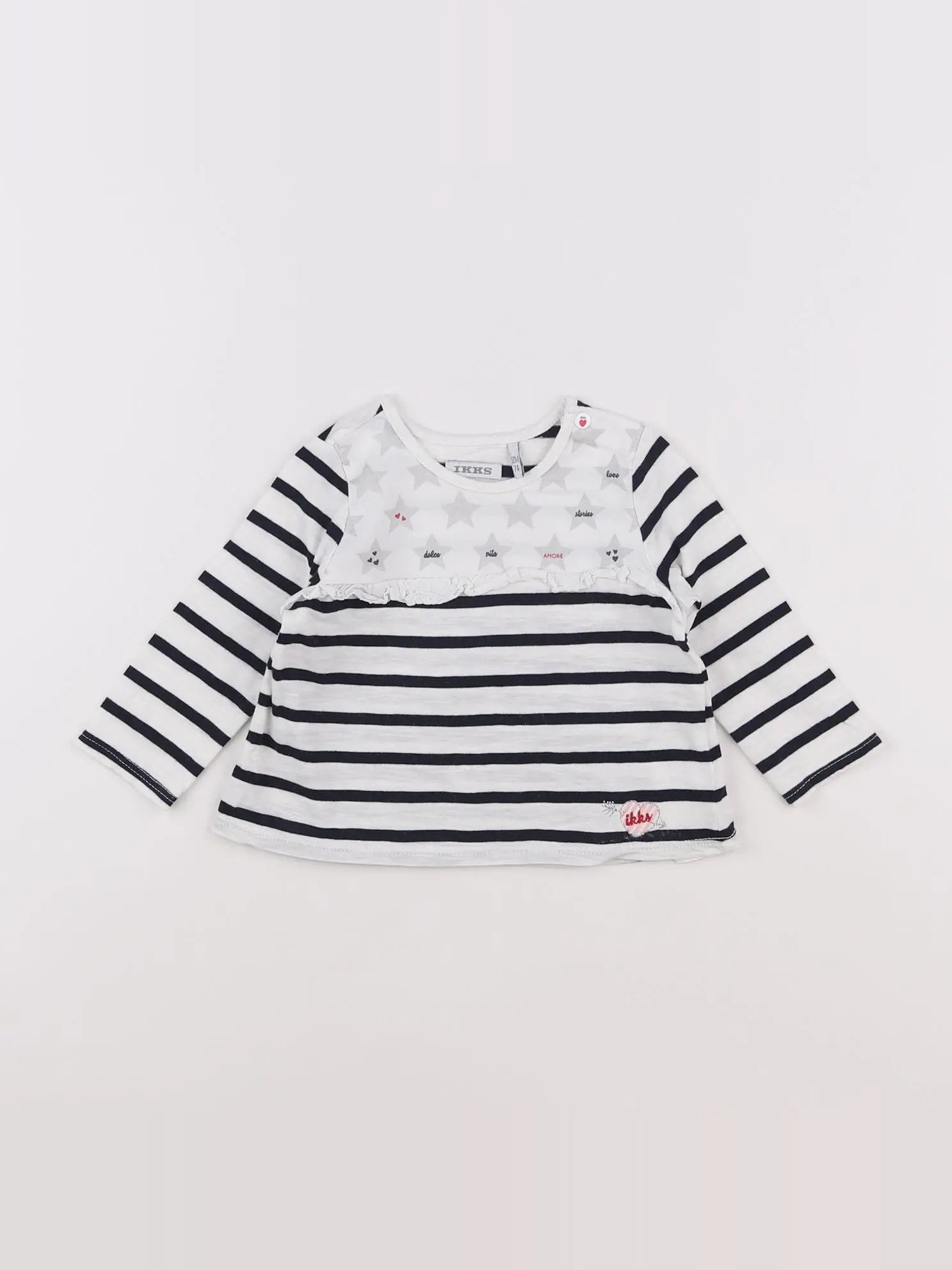 IKKS - tee-shirt bleu, blanc - 12 mois