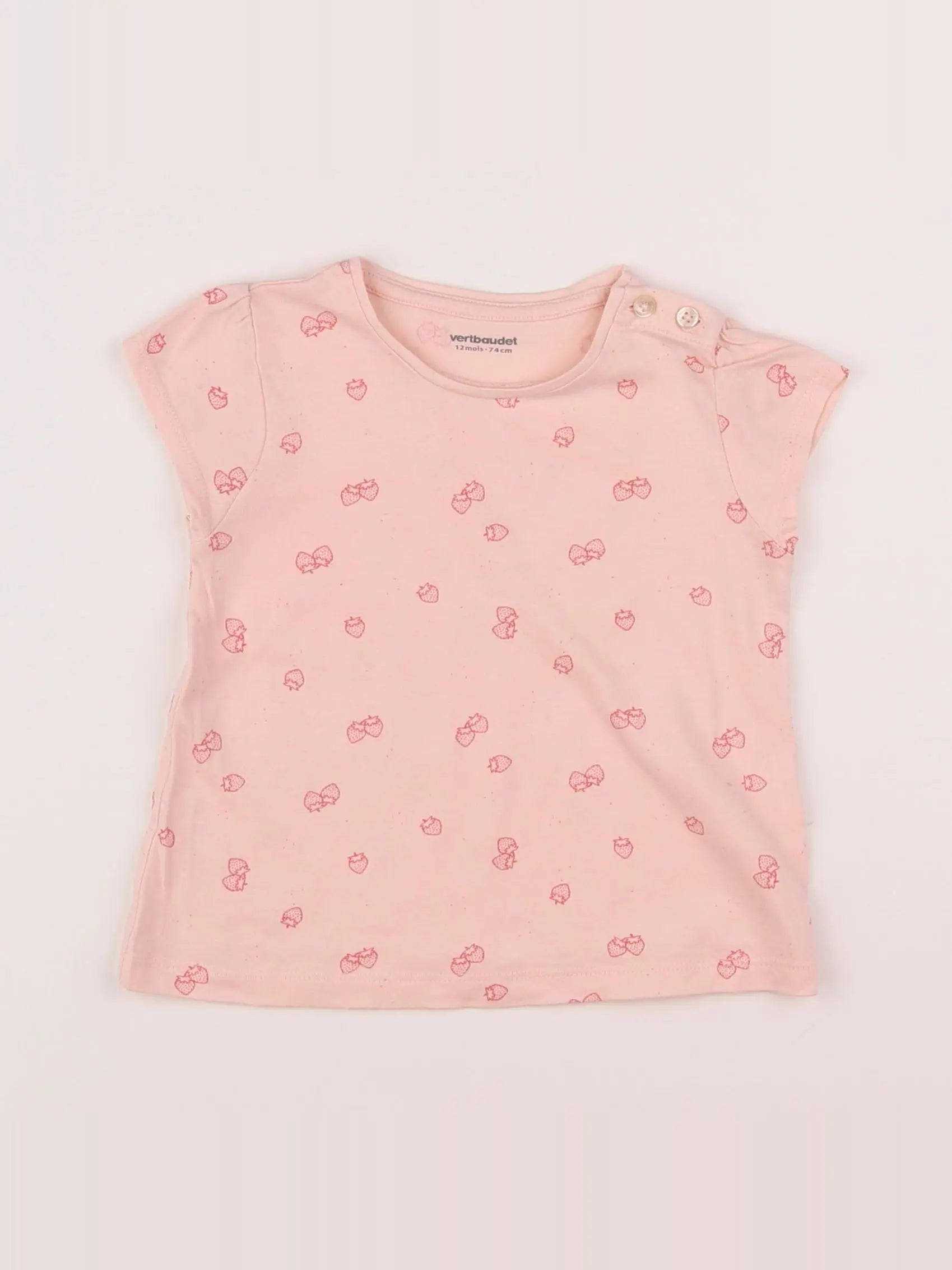 Vertbaudet - tee-shirt rose - 12 mois