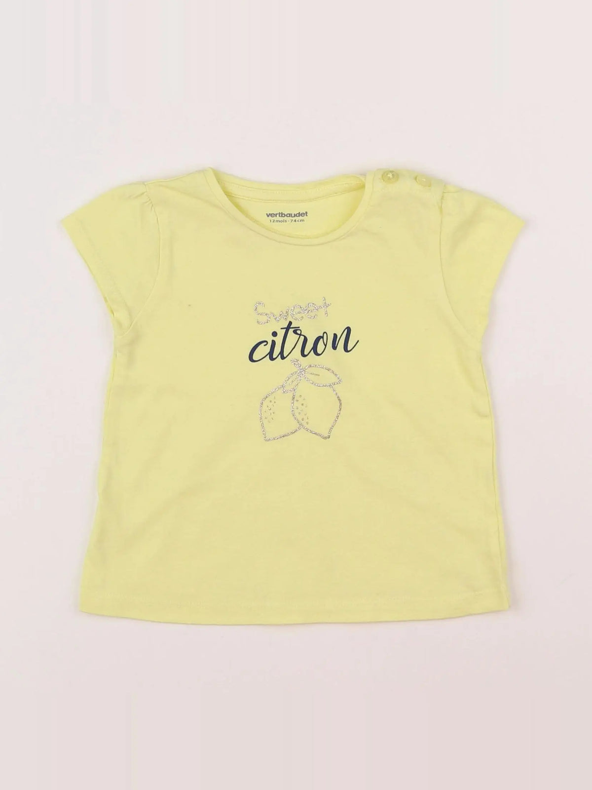 Vertbaudet - tee-shirt jaune - 12 mois