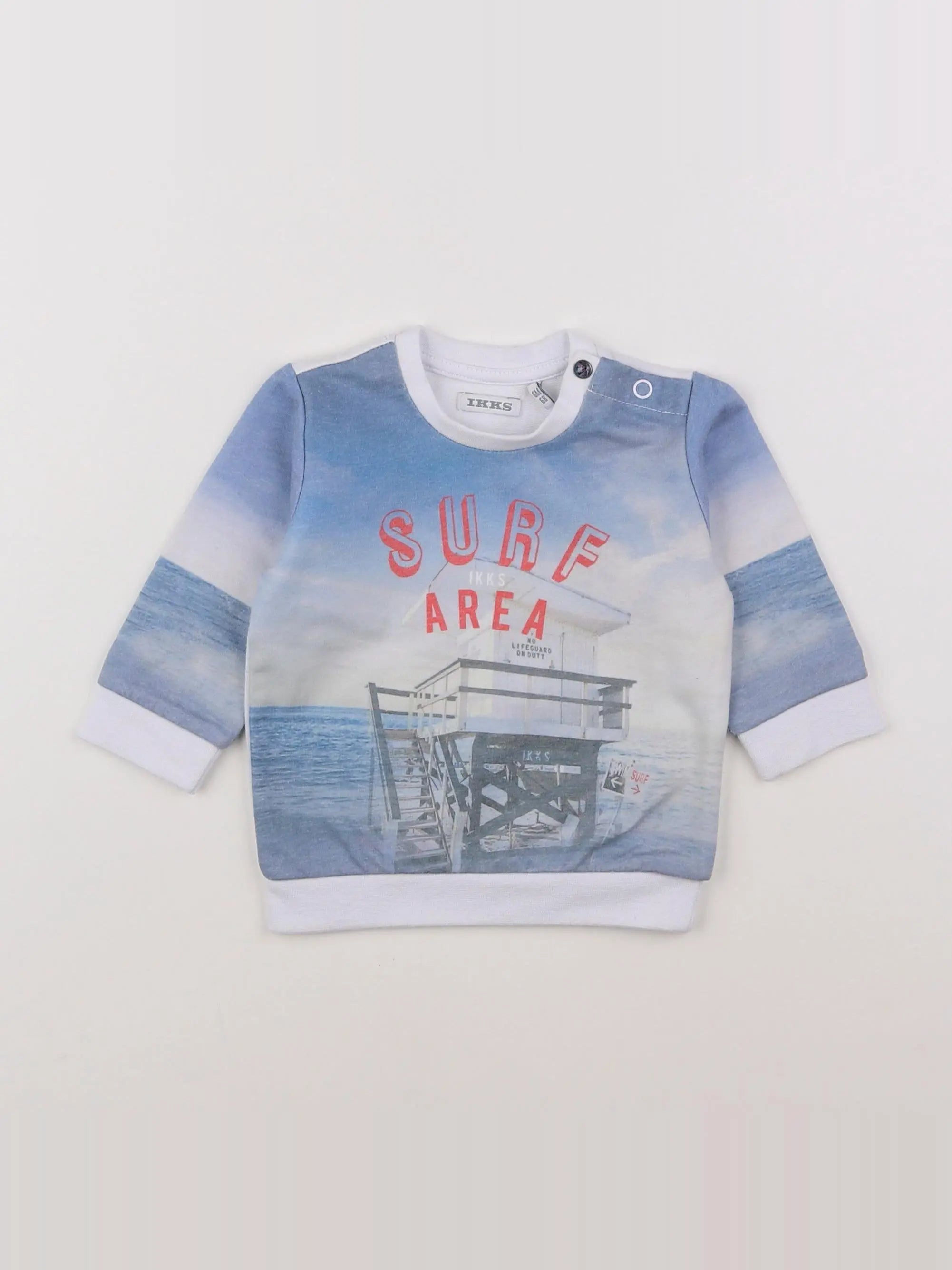 IKKS - tee-shirt bleu, blanc - 6 mois