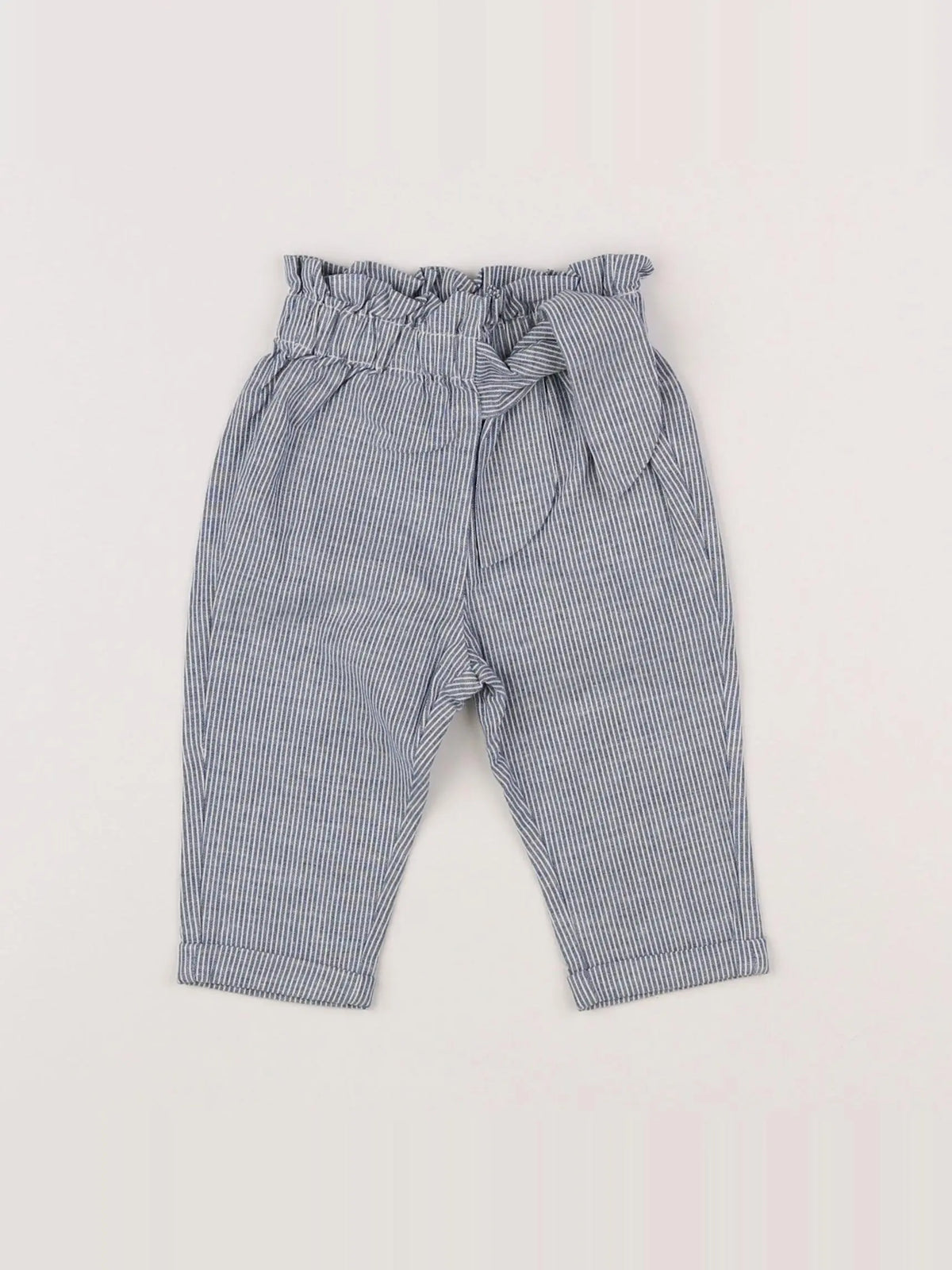 Vertbaudet - pantalon blanc, bleu - 3 mois