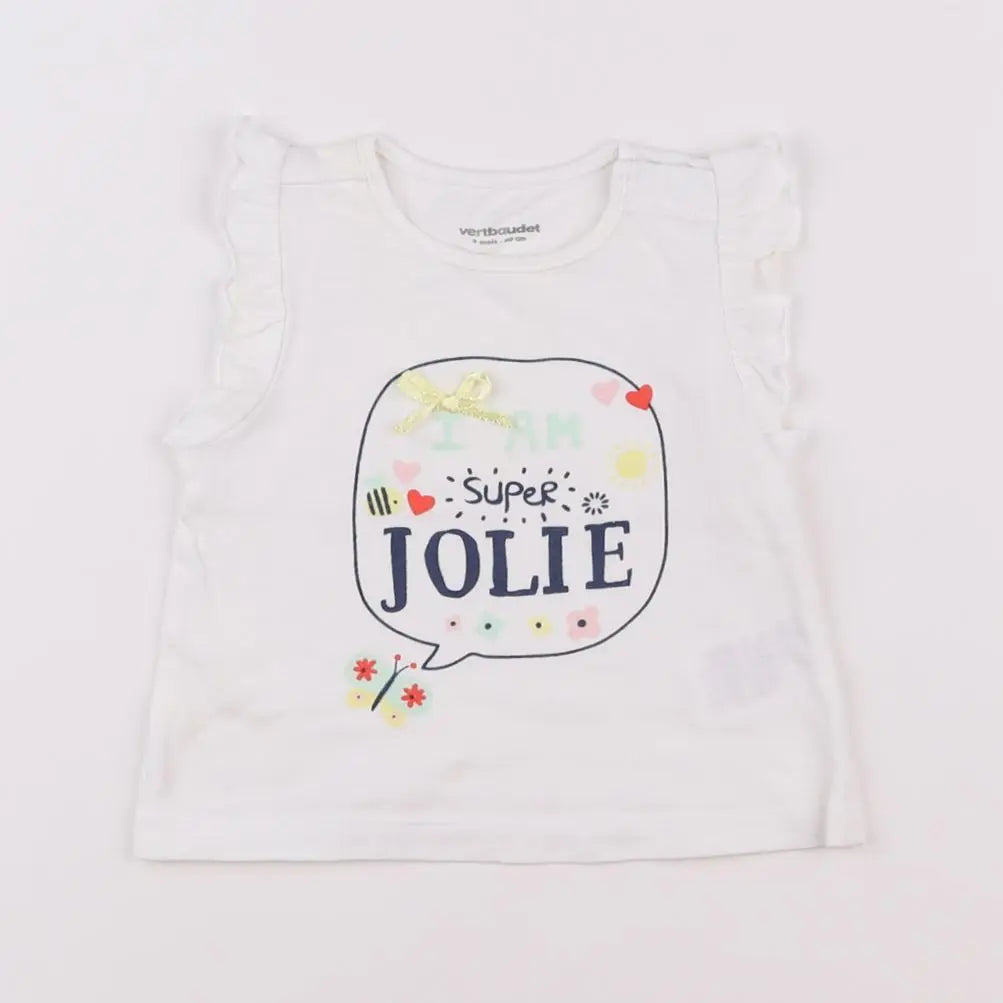 Vertbaudet - tee-shirt blanc - 3 mois