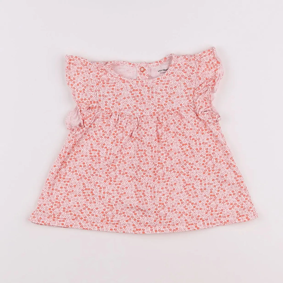 Vertbaudet - robe blanc, rose - 12 mois