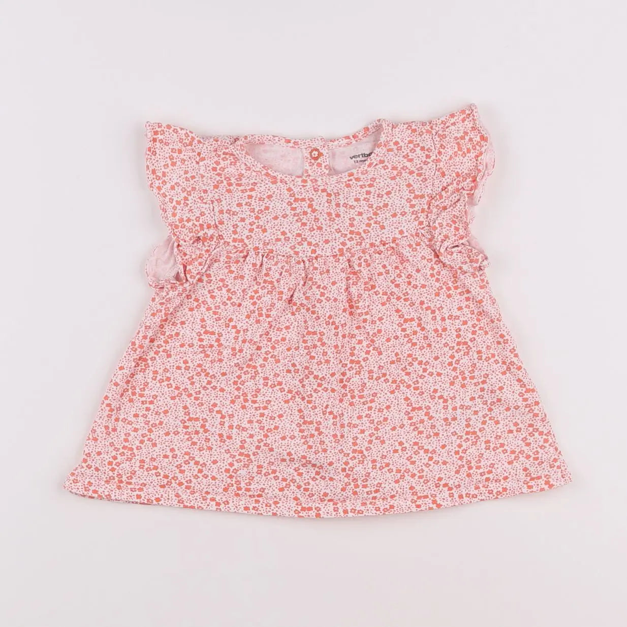 Vertbaudet - robe blanc, rose - 12 mois