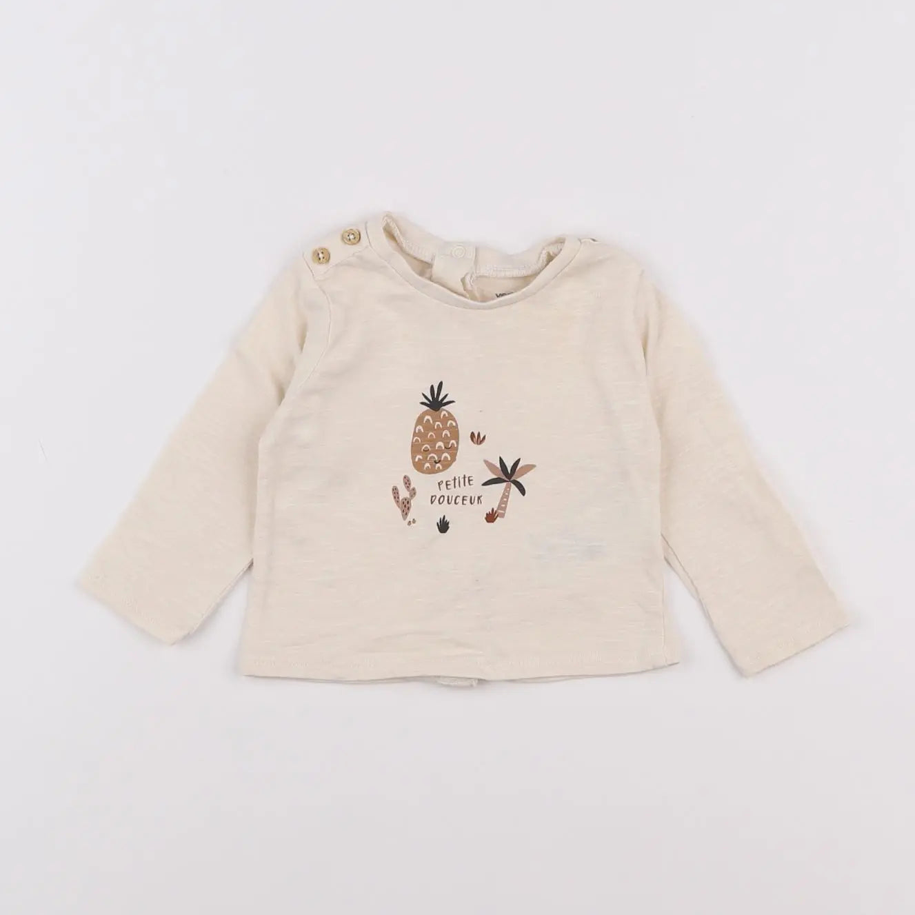 Vertbaudet - tee-shirt beige - 3 mois