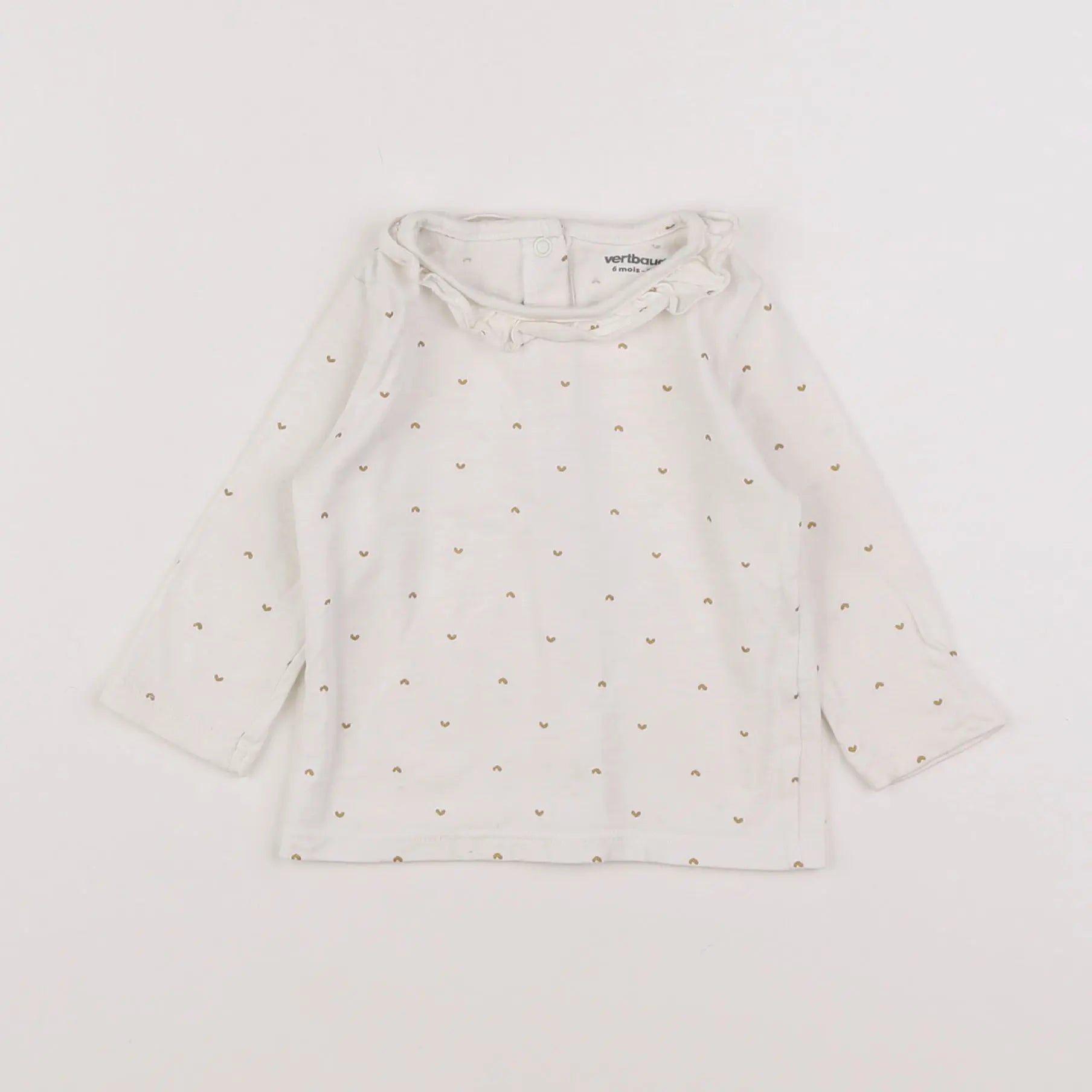Vertbaudet - tee-shirt blanc, or - 6 mois