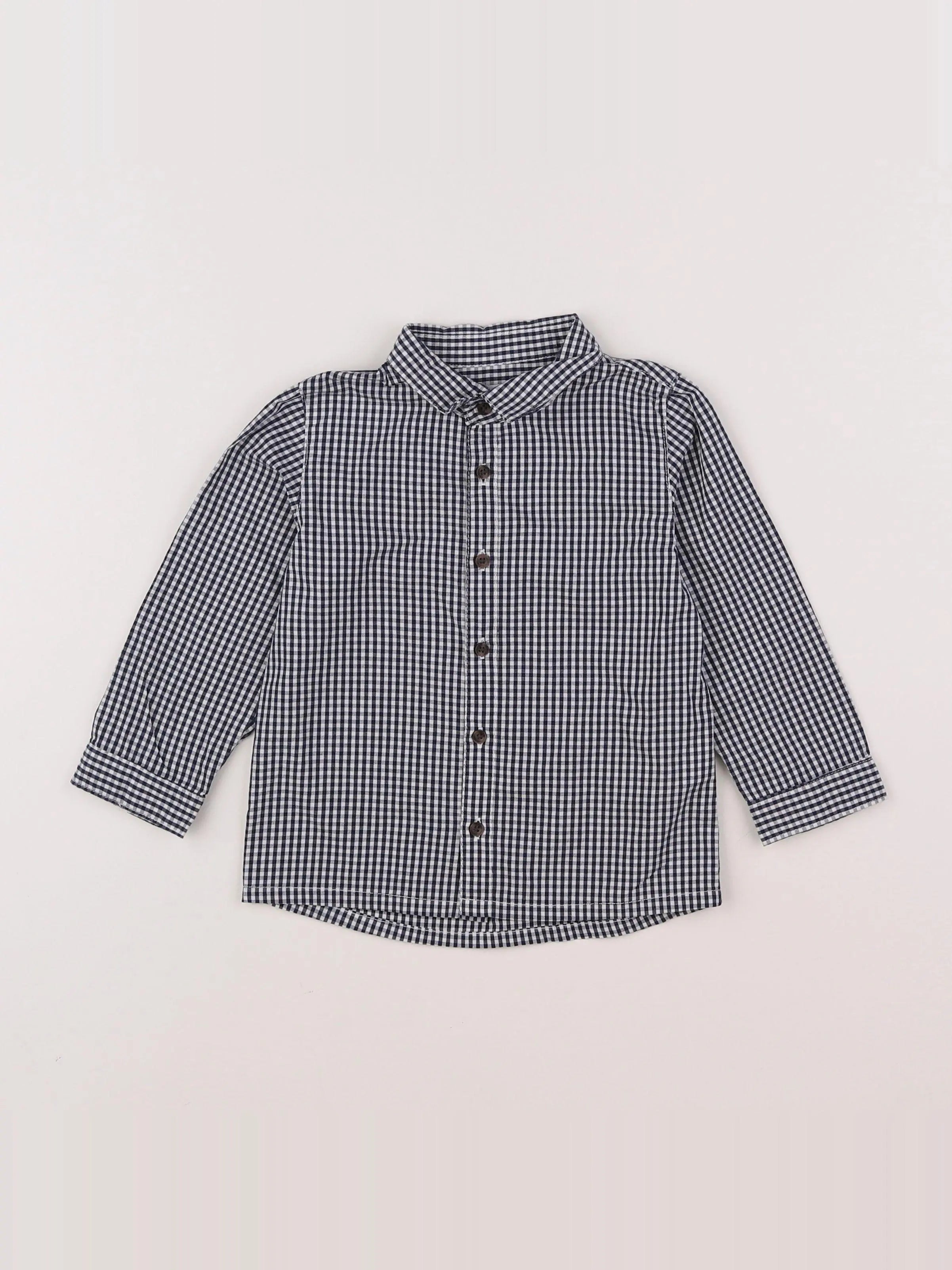 Vertbaudet - chemise blanc, noir - 2 ans
