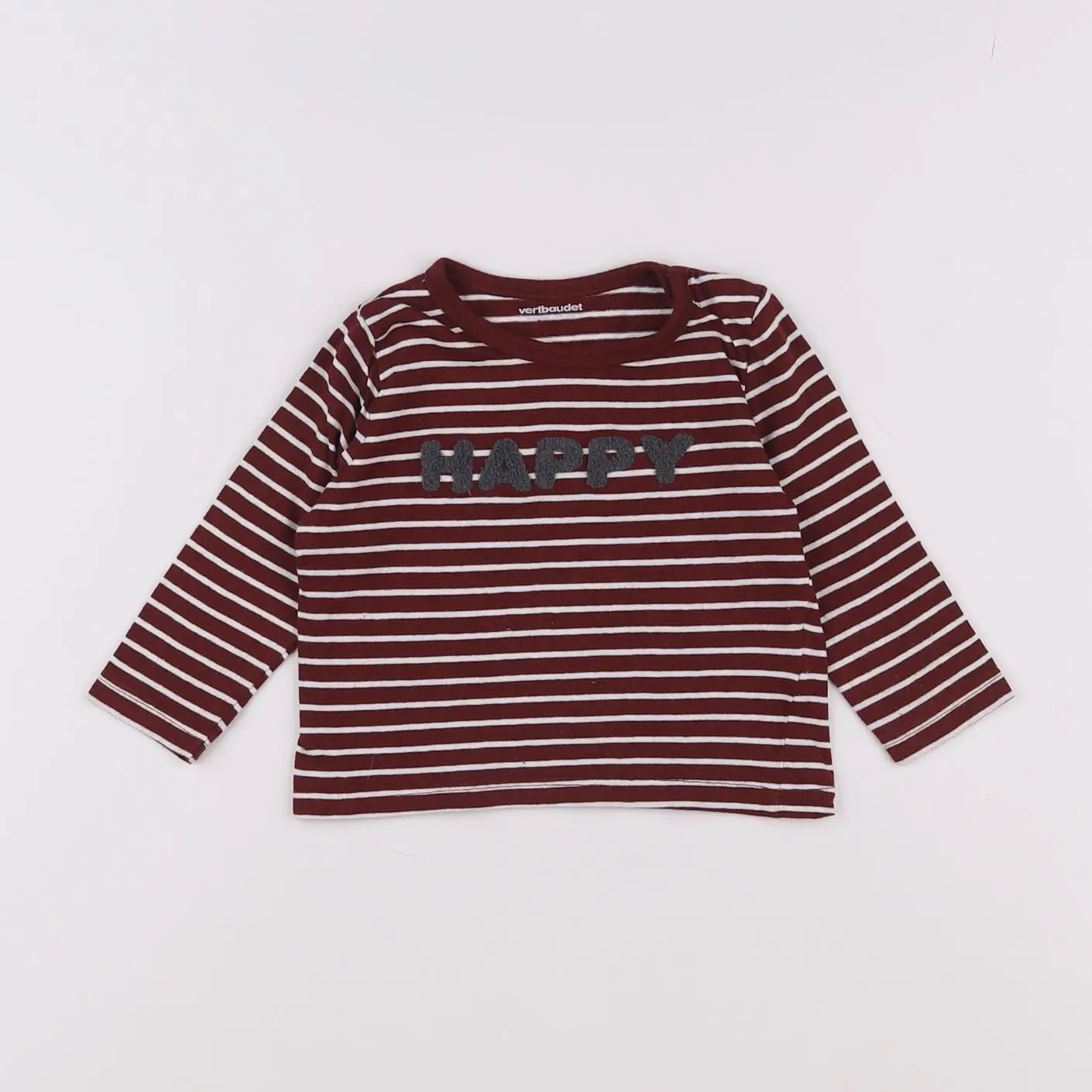 Vertbaudet - tee-shirt rouge, blanc - 9 mois
