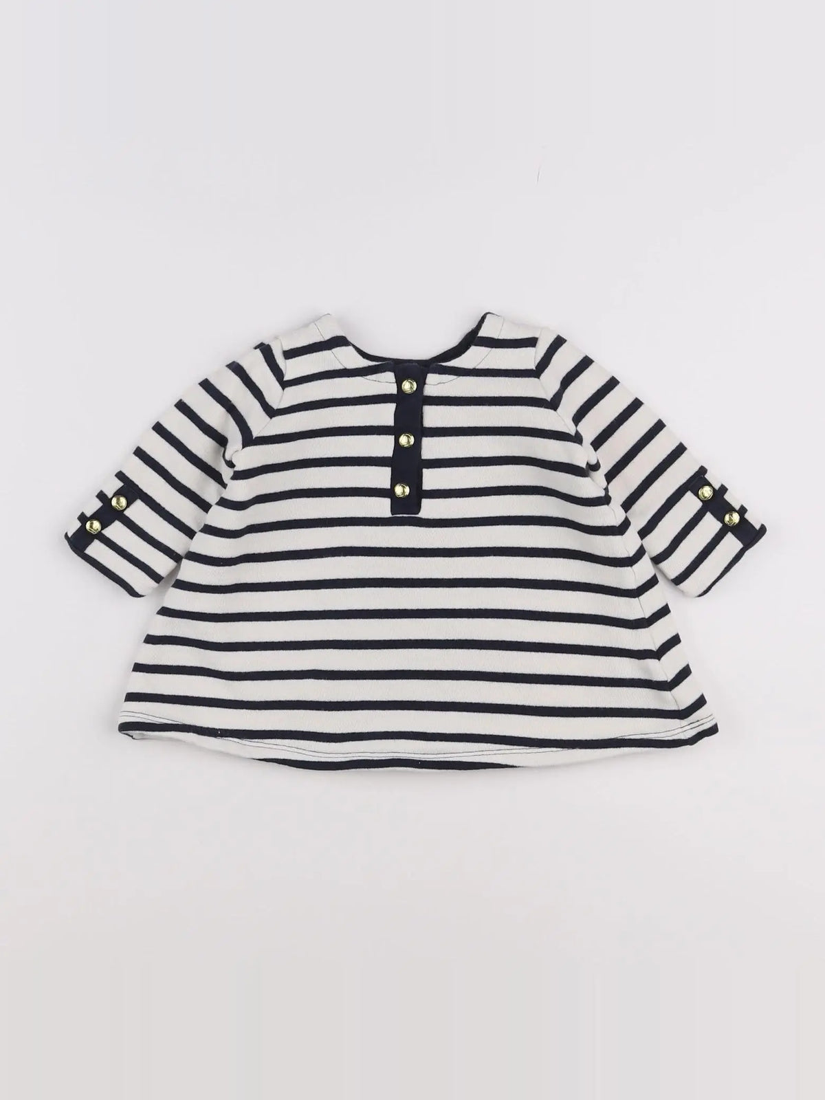 Petit Bateau - robe blanc, bleu - 6 mois