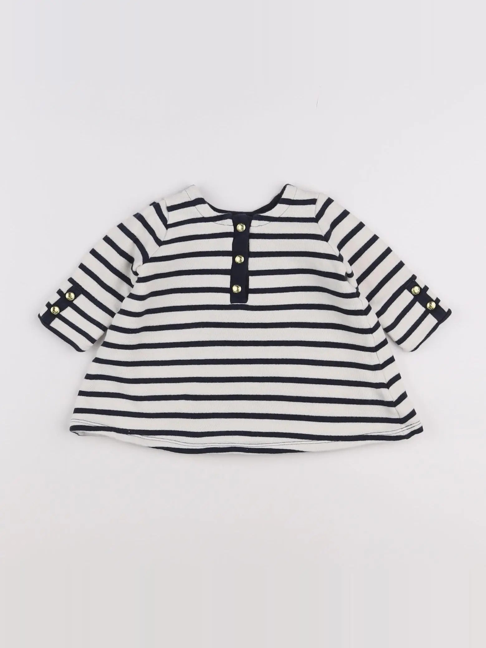 Petit Bateau - robe blanc, bleu - 6 mois