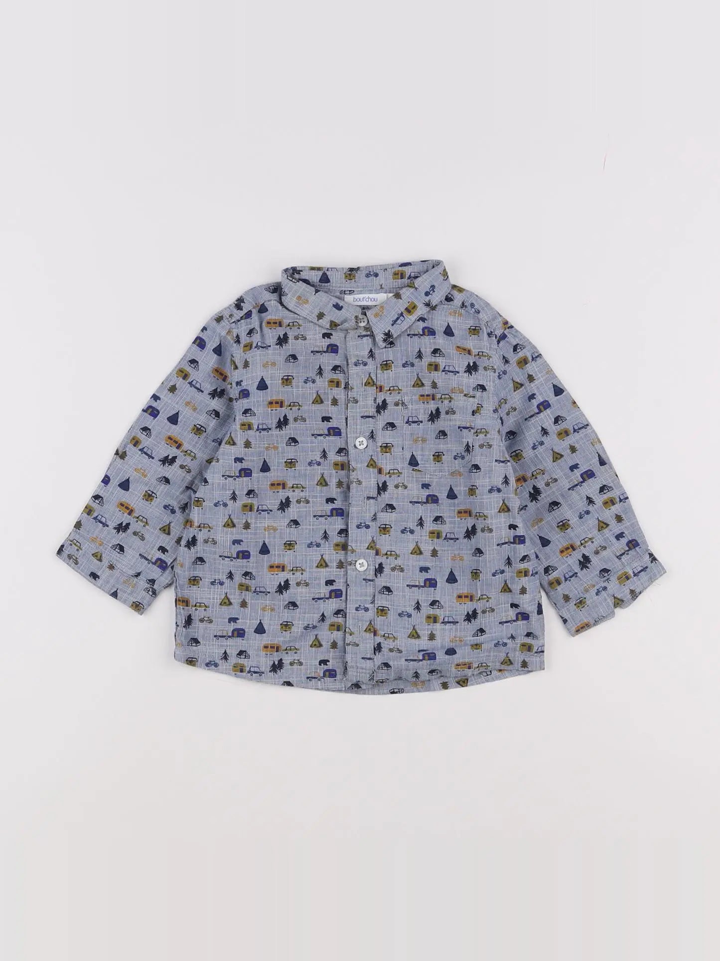 Boutchou - chemise bleu - 9 mois
