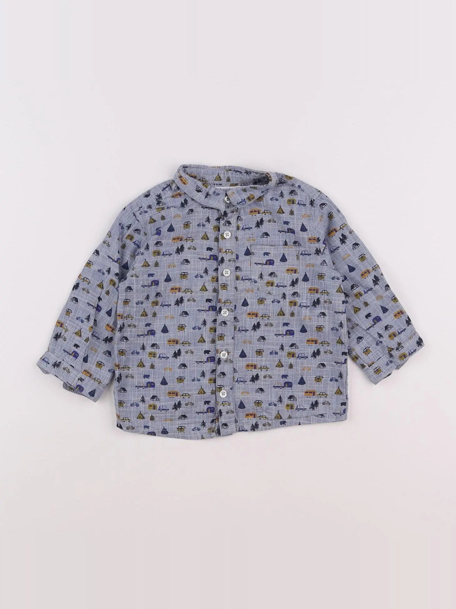 Boutchou - chemise bleu - 9 mois