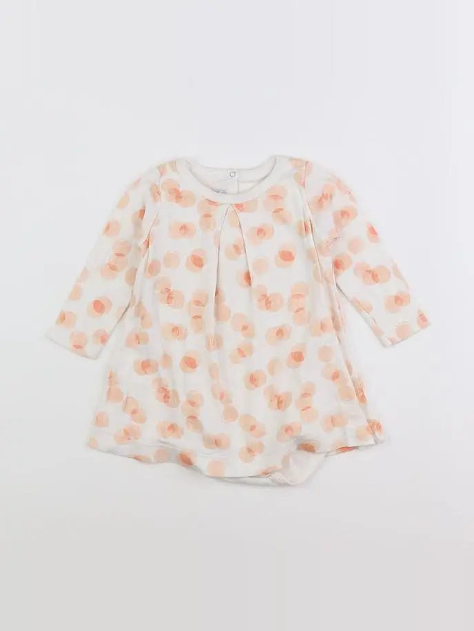 Petit Bateau - robe blanc, orange - 12 mois