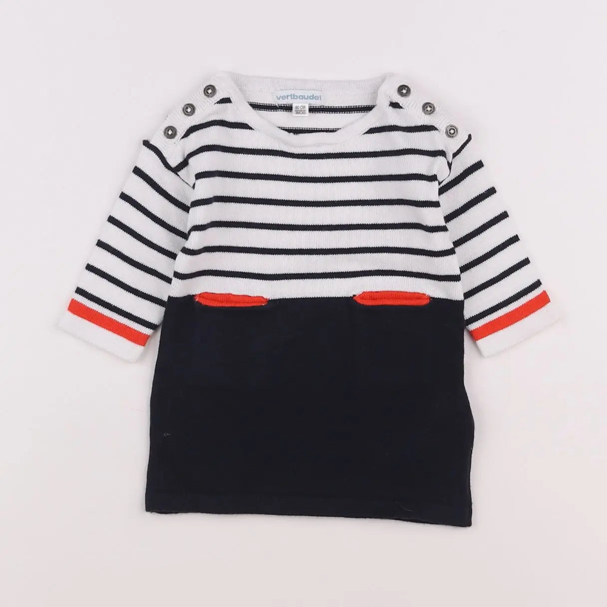 Vertbaudet - robe blanc, bleu - 3 mois