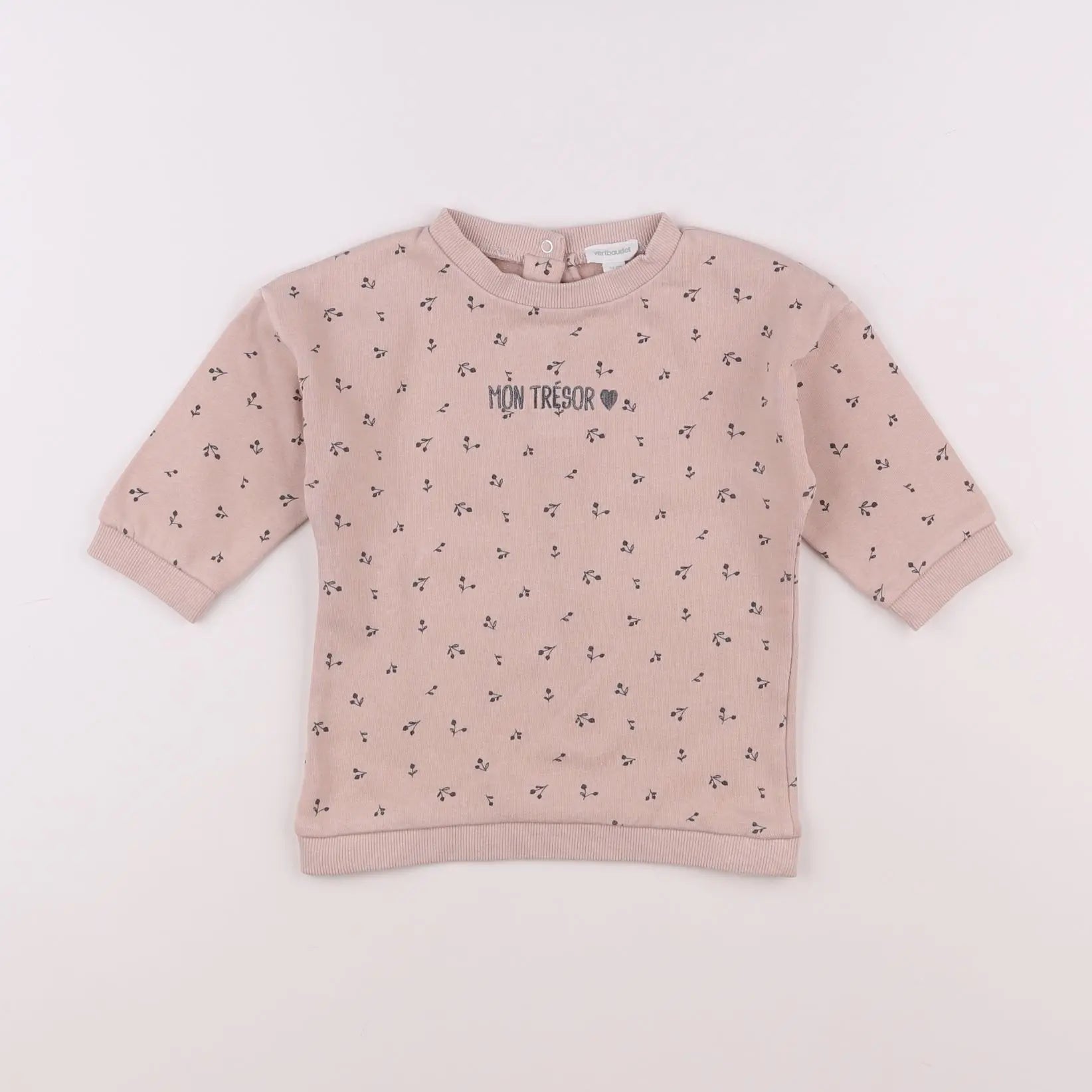 Vertbaudet - sweat rose - 12 mois