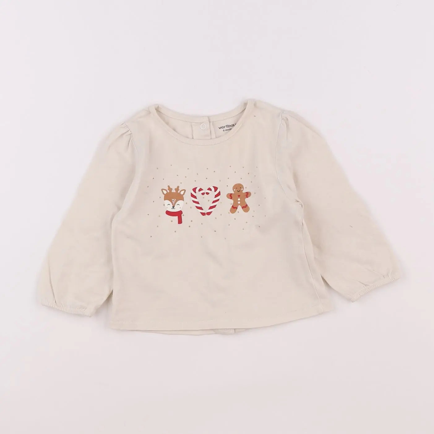 Vertbaudet - tee-shirt beige - 6 mois