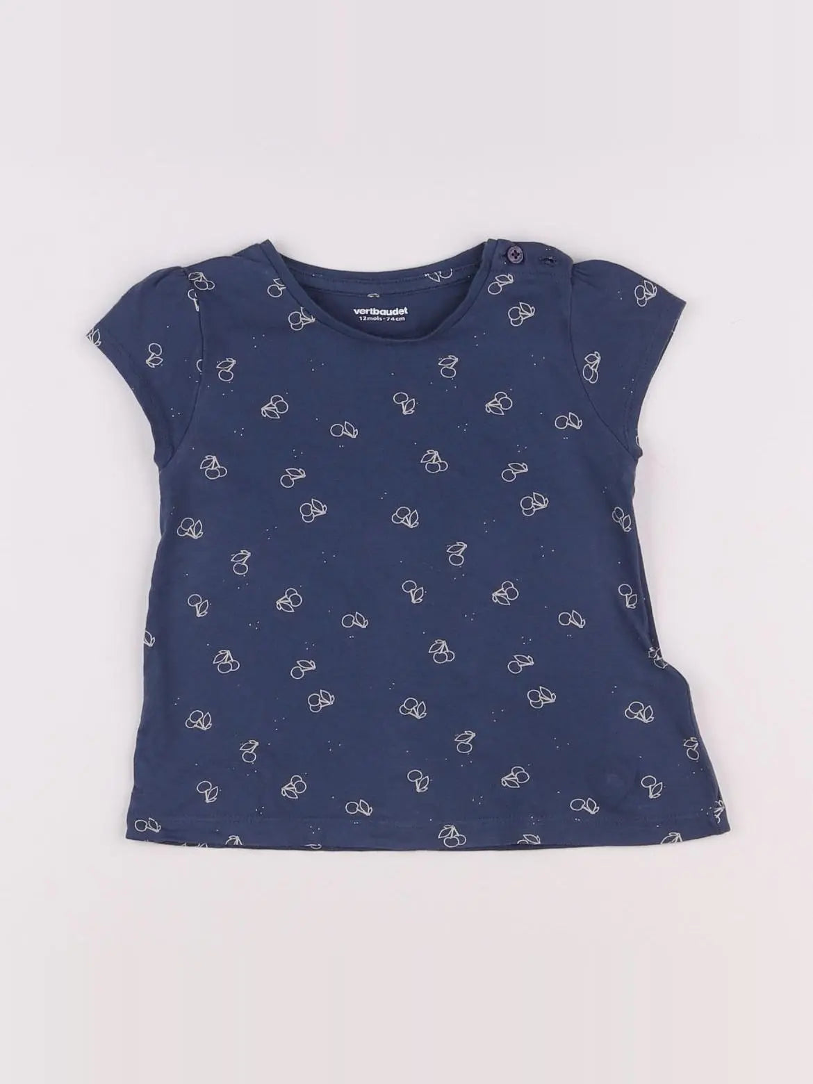 Vertbaudet - tee-shirt bleu, blanc - 12 mois