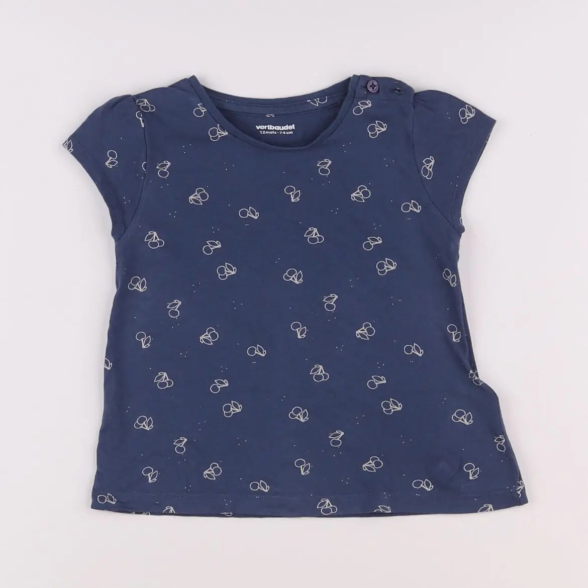 Vertbaudet - tee-shirt bleu, blanc - 12 mois