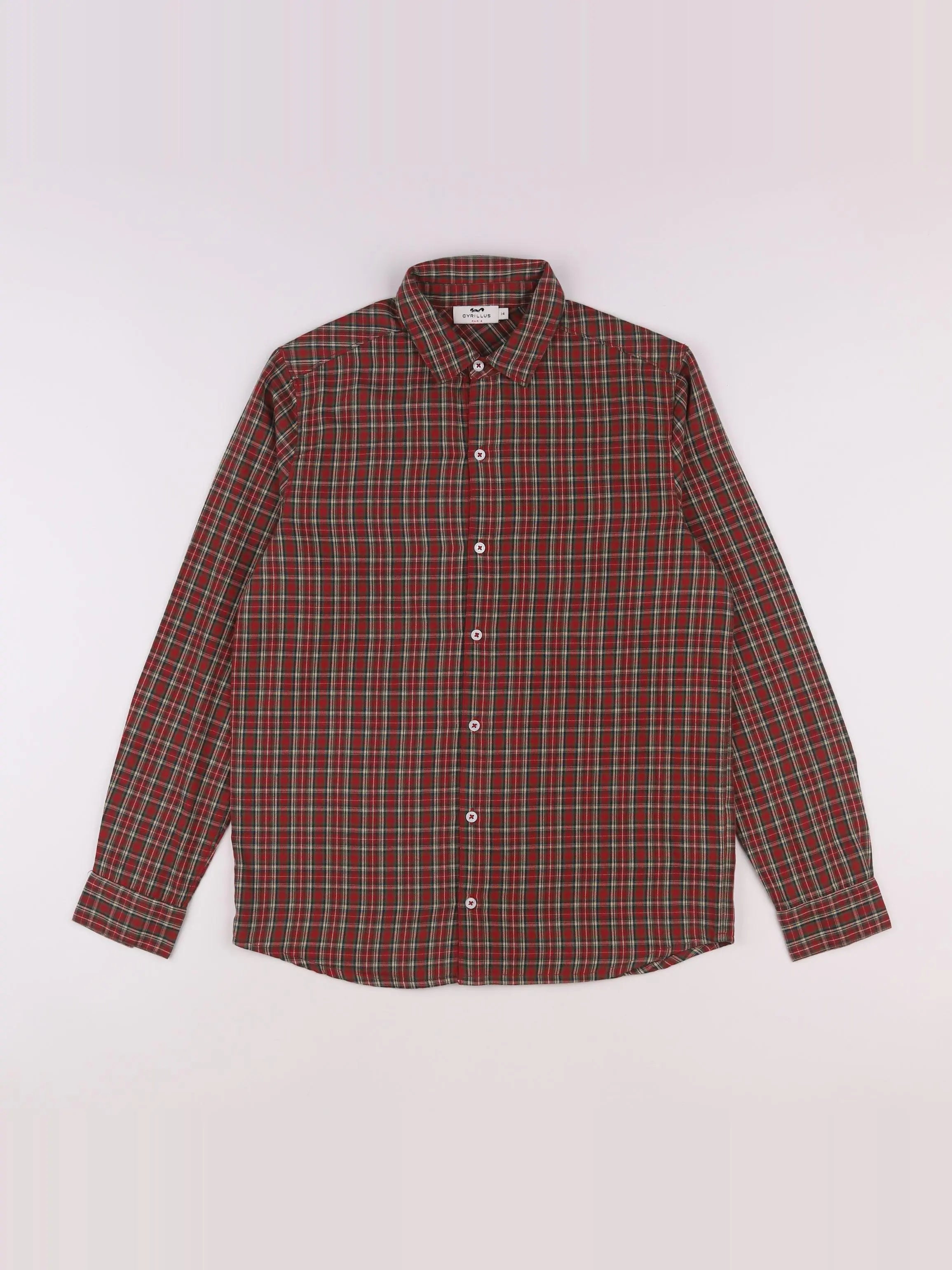 Cyrillus - chemise vert, rouge - 14 ans